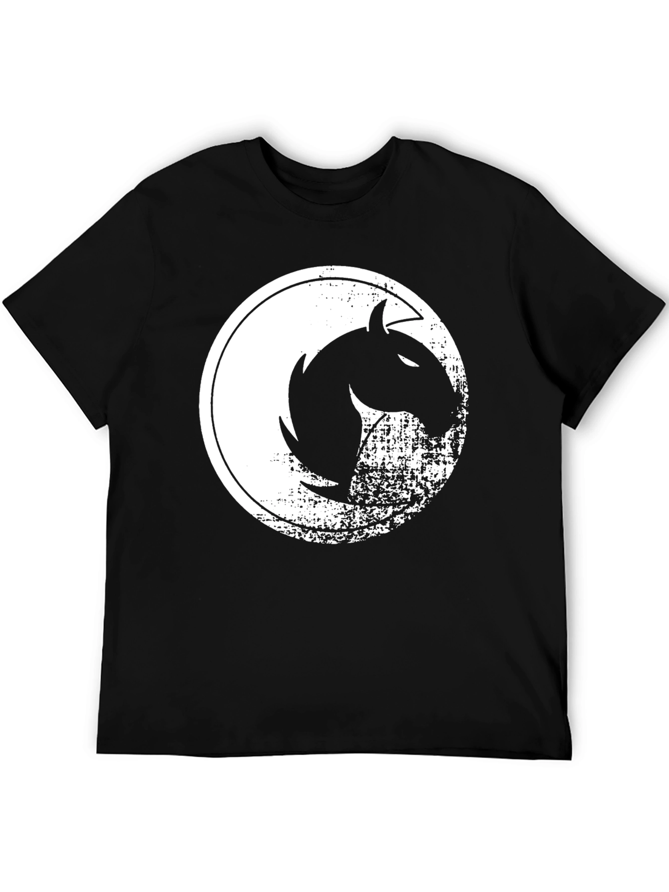 Mens Black Graphic Tee - Horse Design