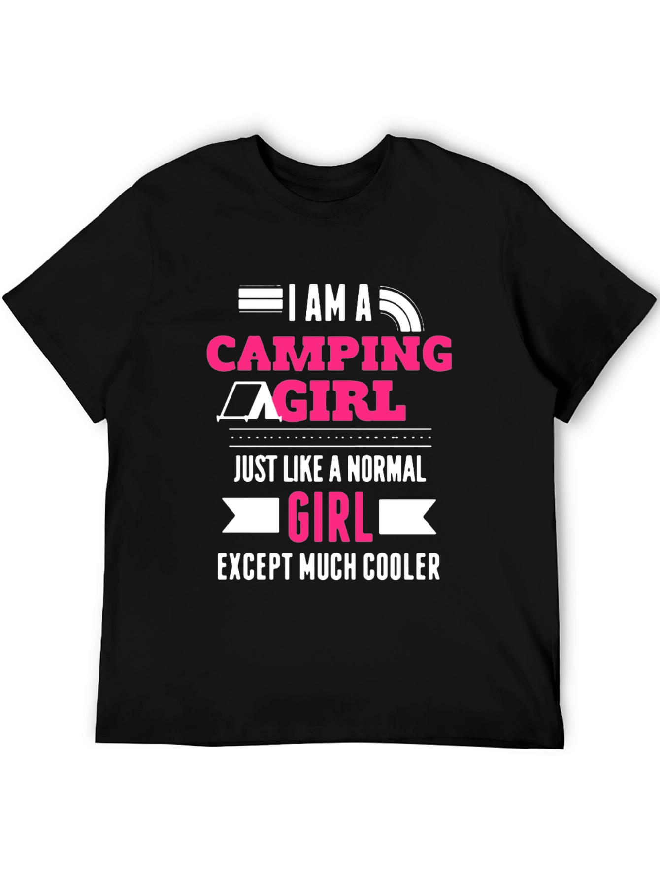 Camping Girl T-Shirt - Black Graphic Tee