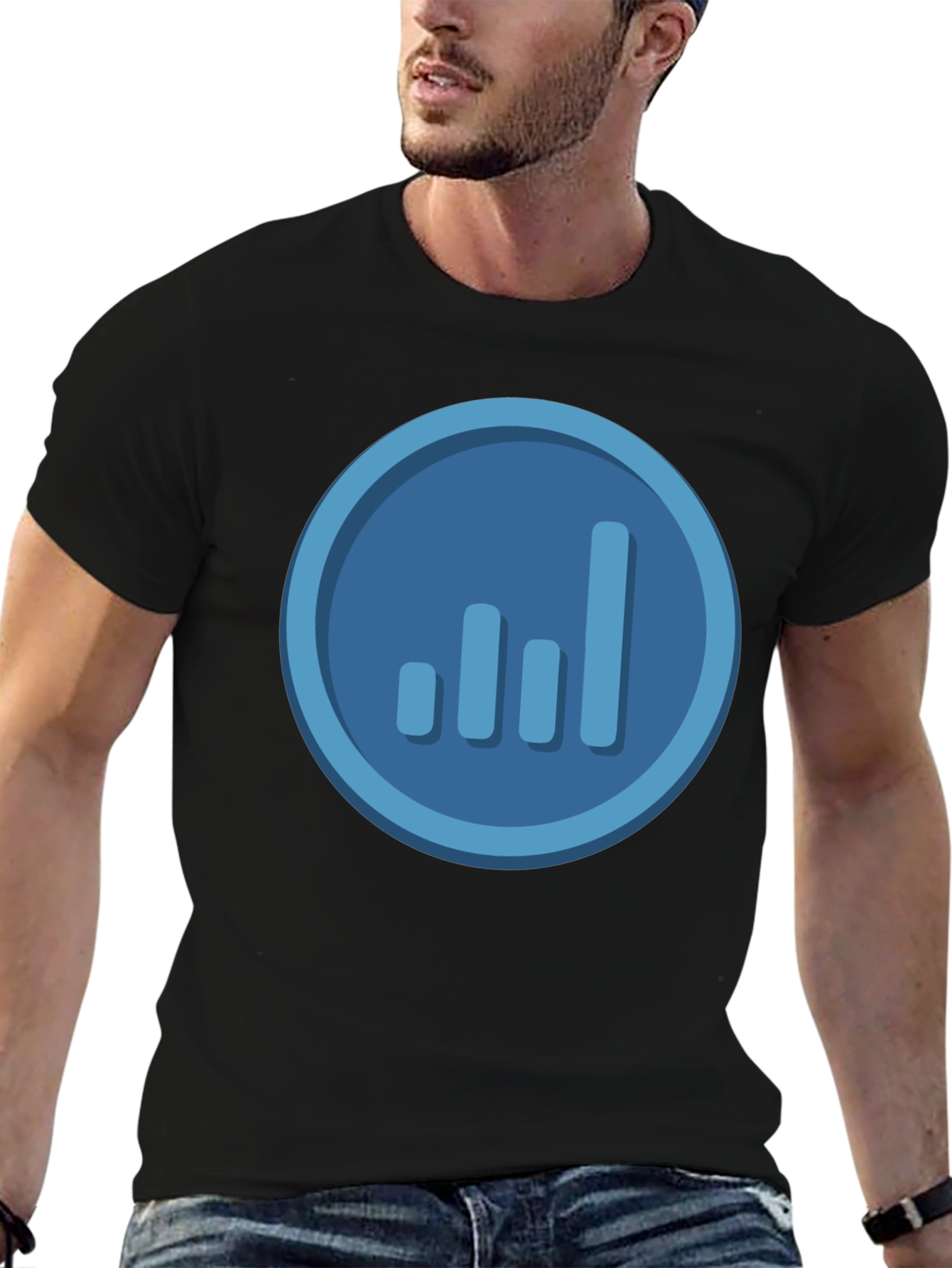 Signal Bars Graphic Tee - Black Crew Neck T-Shirt
