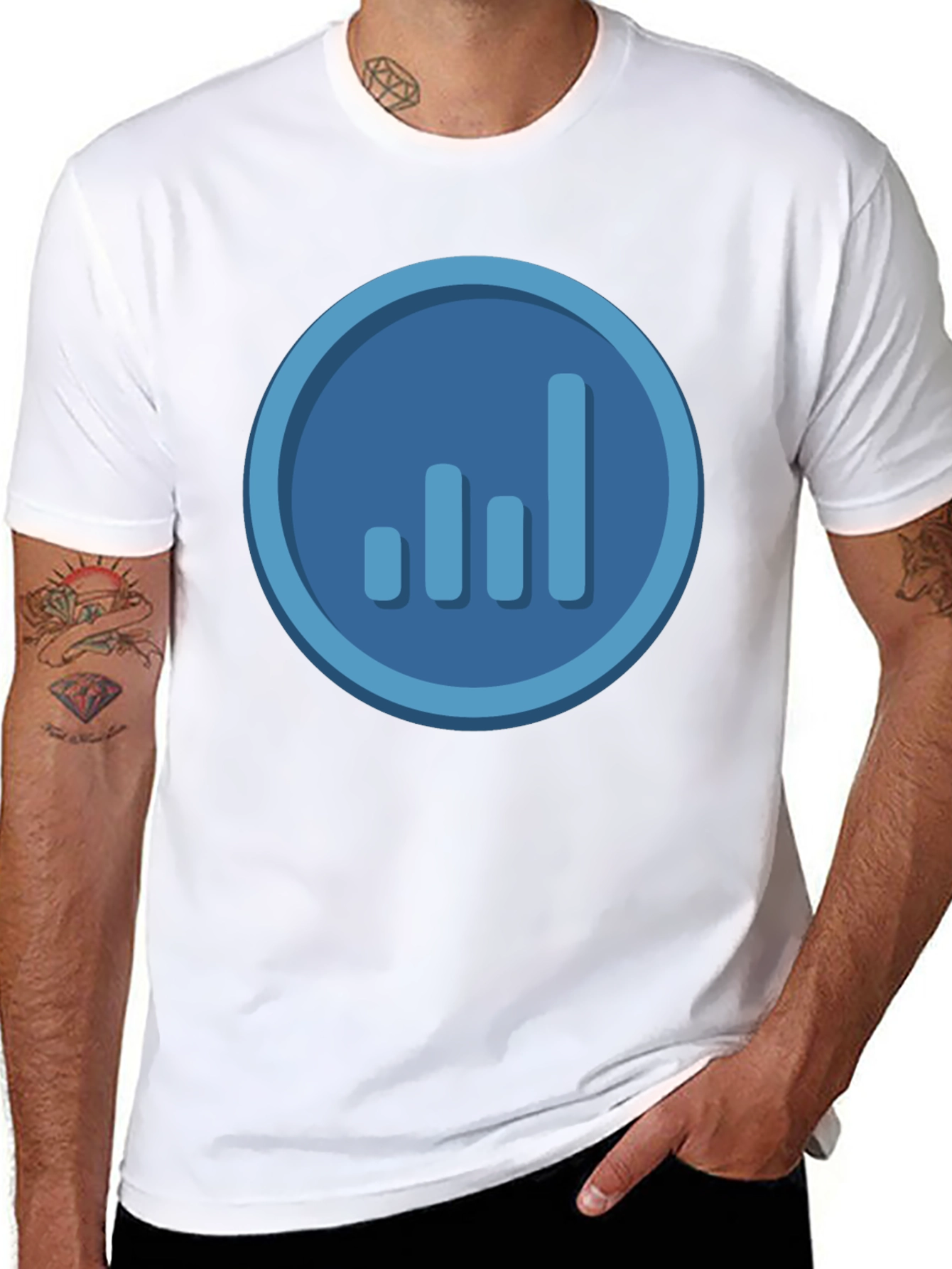 Signal Bars Graphic Tee - Black Crew Neck T-Shirt