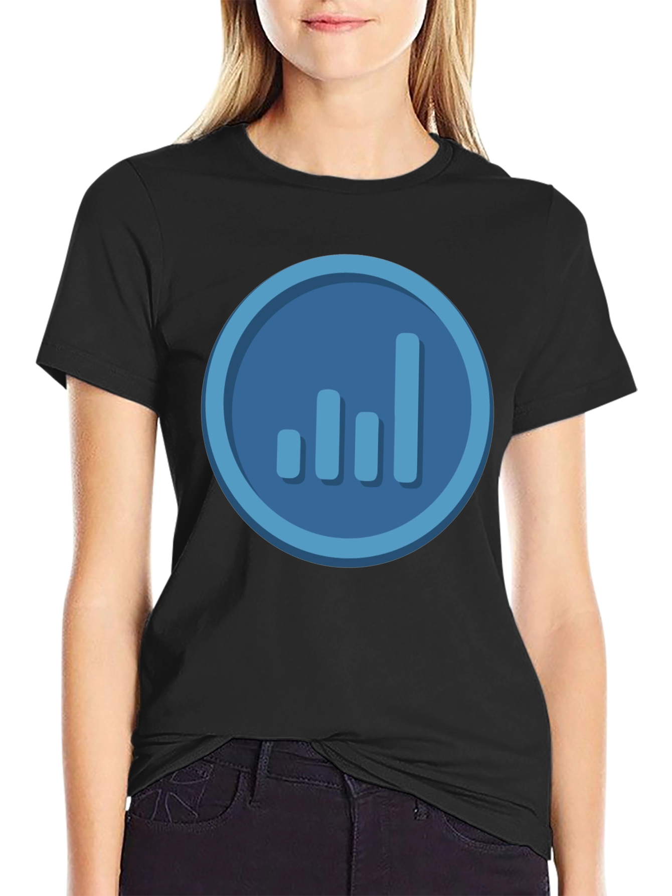 Signal Bars Graphic Tee - Black Crew Neck T-Shirt