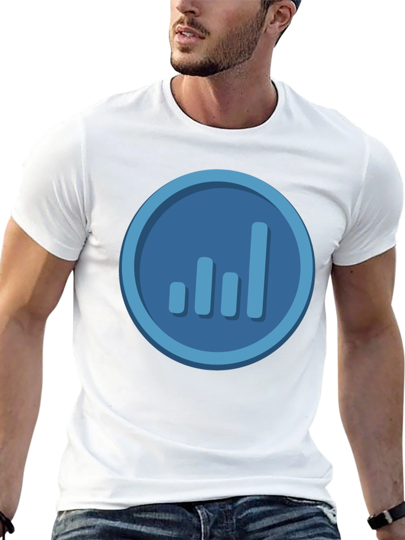 Signal Bars Graphic Tee - Black Crew Neck T-Shirt