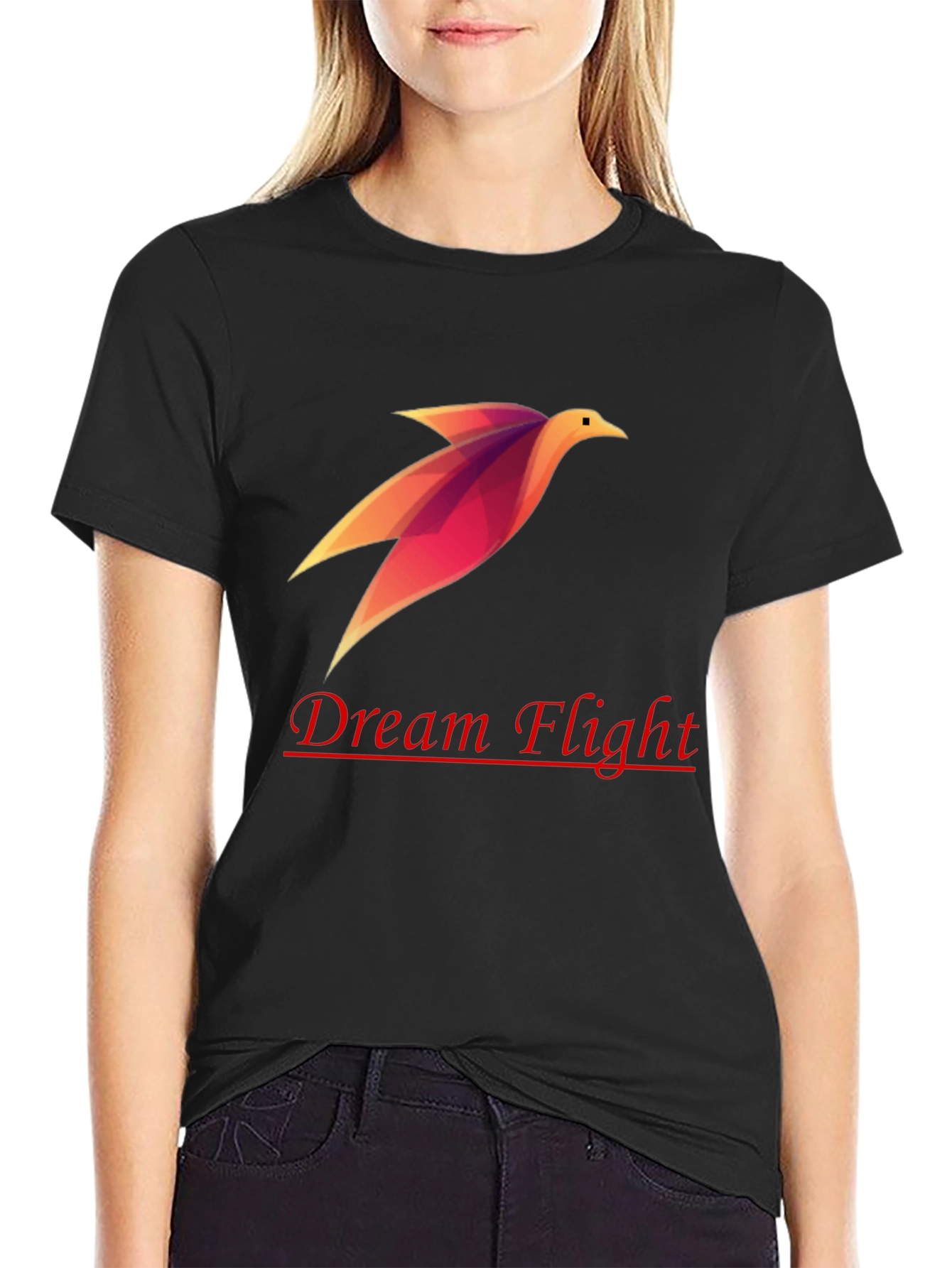 Dream Flight Black Tee - Stylish Graphic Bird