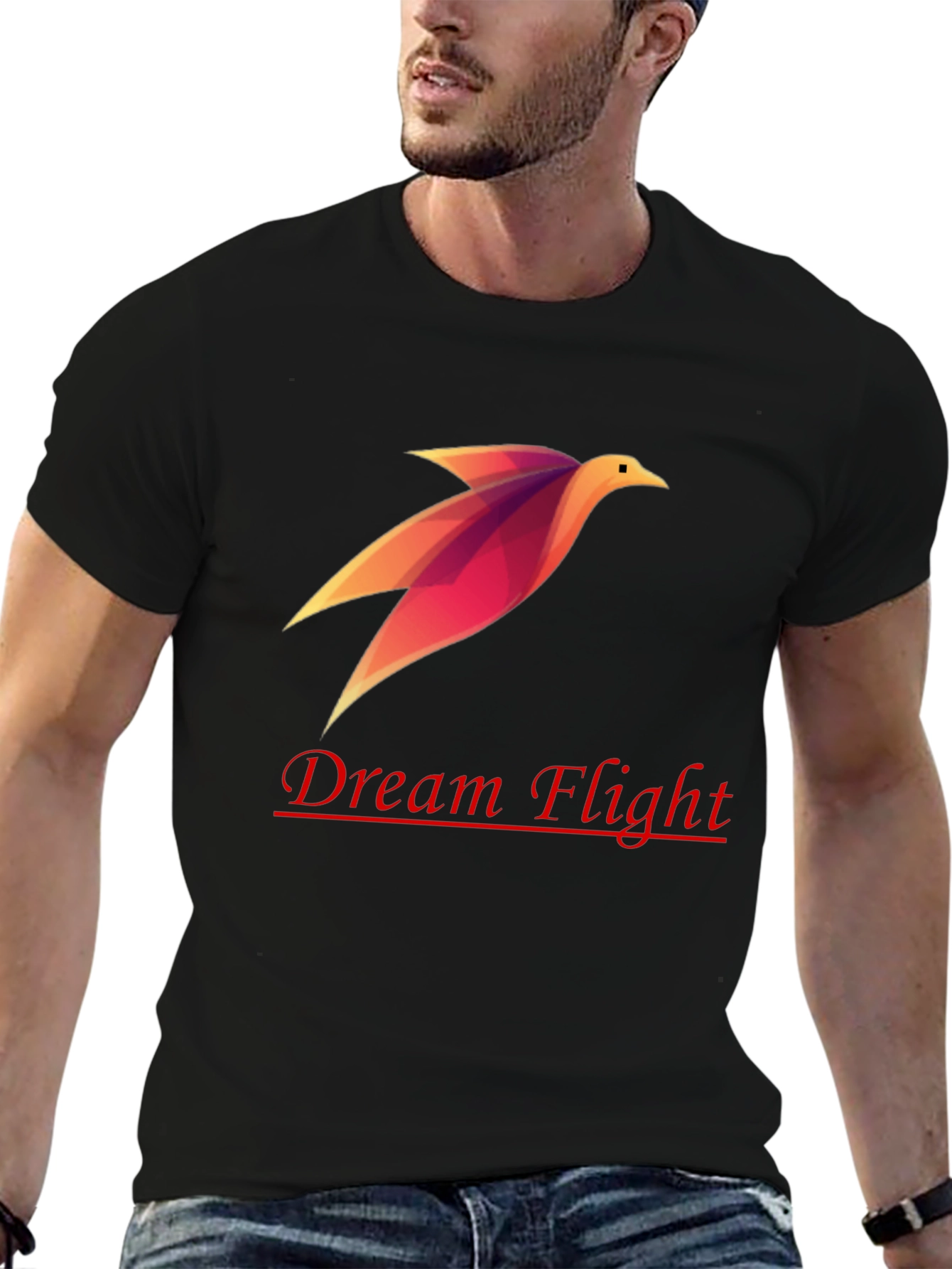 Dream Flight Black Tee - Stylish Graphic Bird