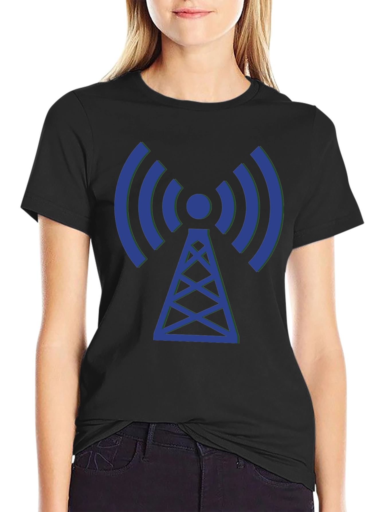 Radio Tower Graphic Tee - Black Cotton Comfort