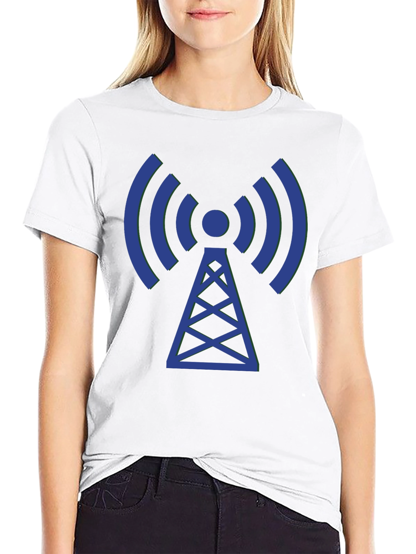 Radio Tower Graphic Tee - Black Cotton Comfort