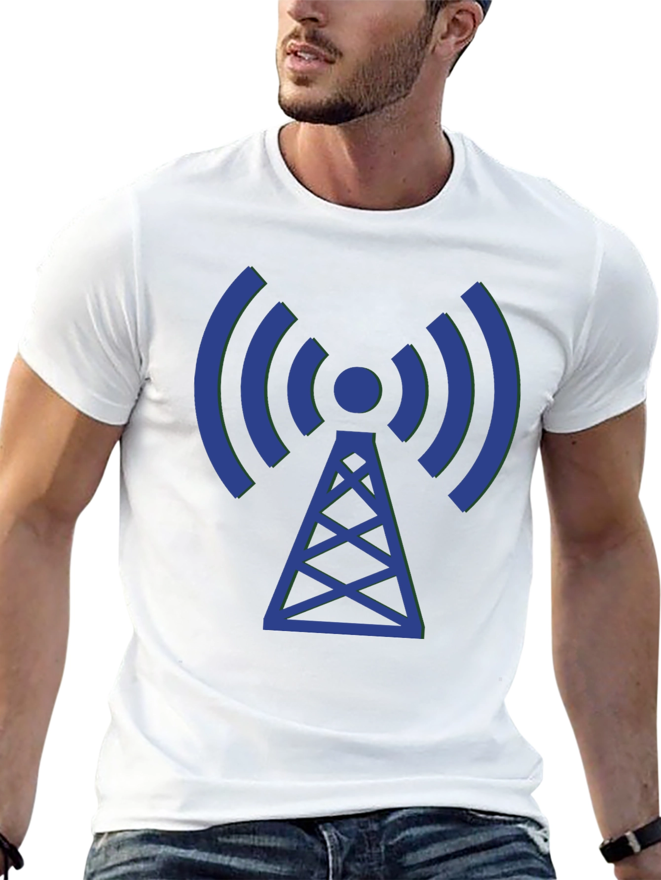 Radio Tower Graphic Tee - Black Cotton Comfort