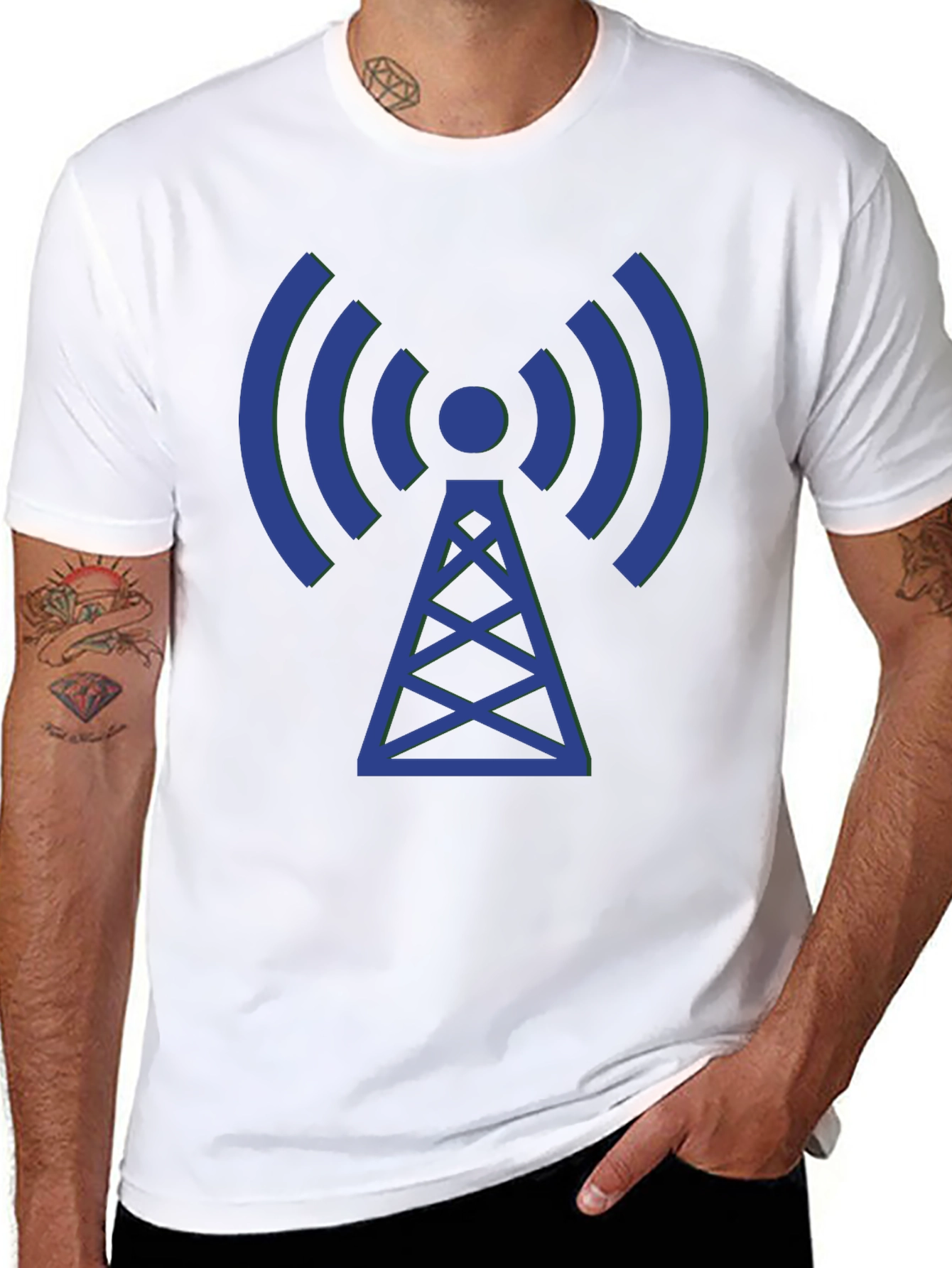 Radio Tower Graphic Tee - Black Cotton Comfort