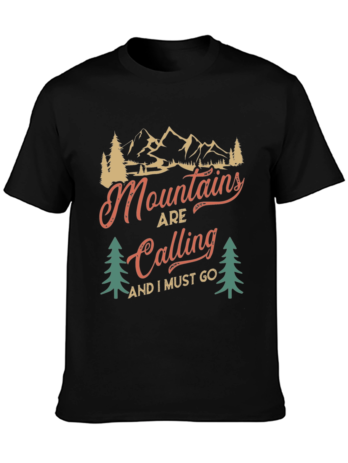 Mountains Are Calling Black Graphic Tee