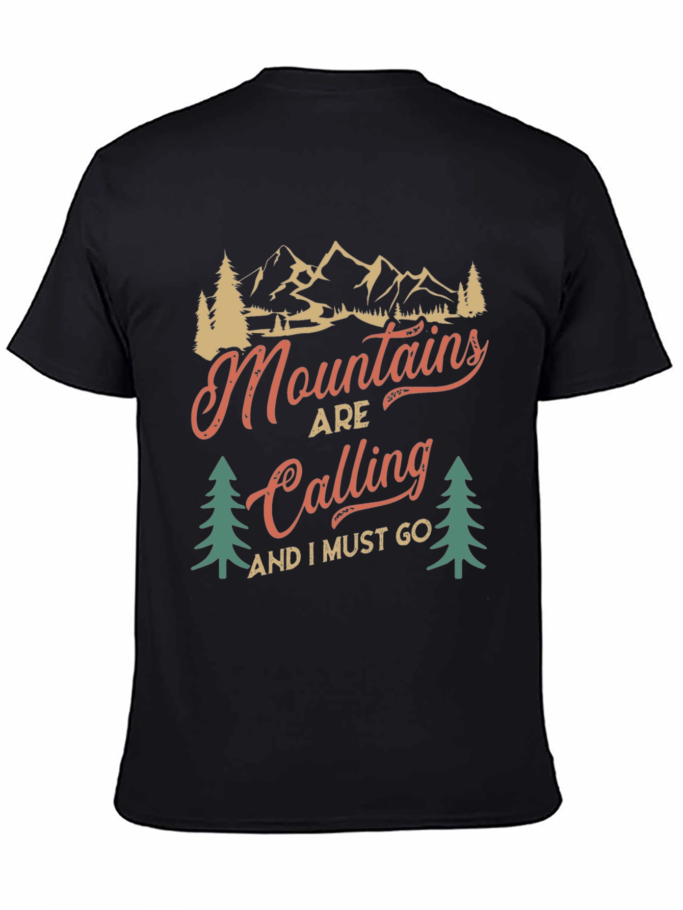 Mountains Are Calling Black Graphic Tee