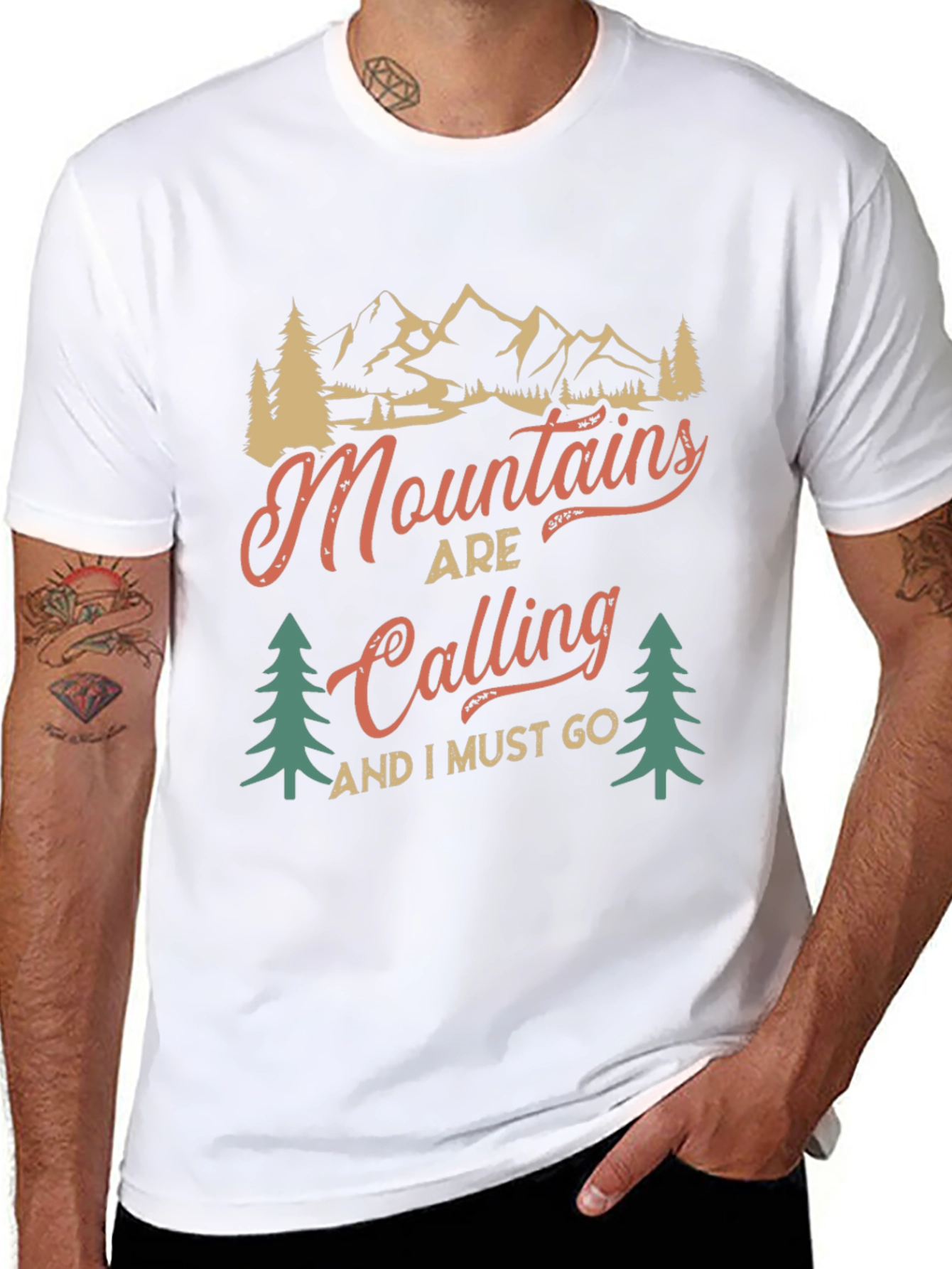 Mountains Are Calling Black Graphic Tee