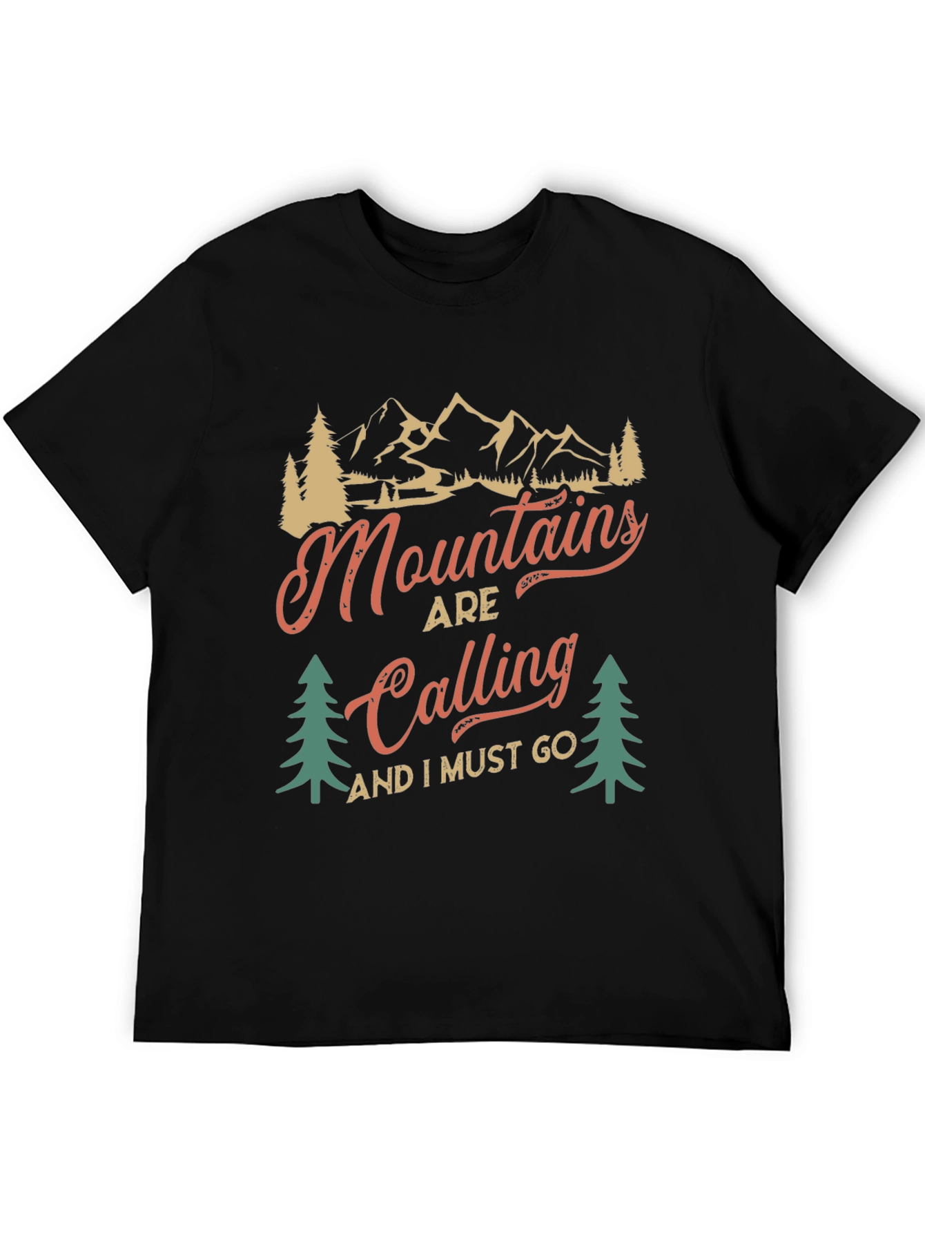 Mountains Are Calling Black Graphic Tee
