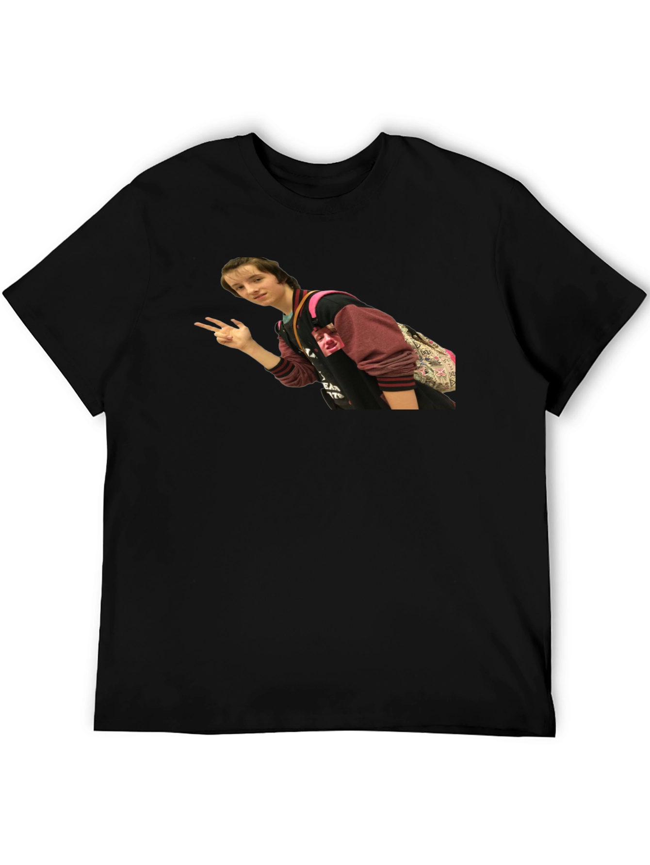 Black T-Shirt with Person Graphic