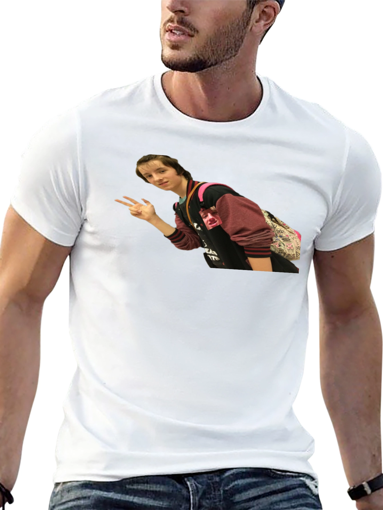 Black T-Shirt with Person Graphic