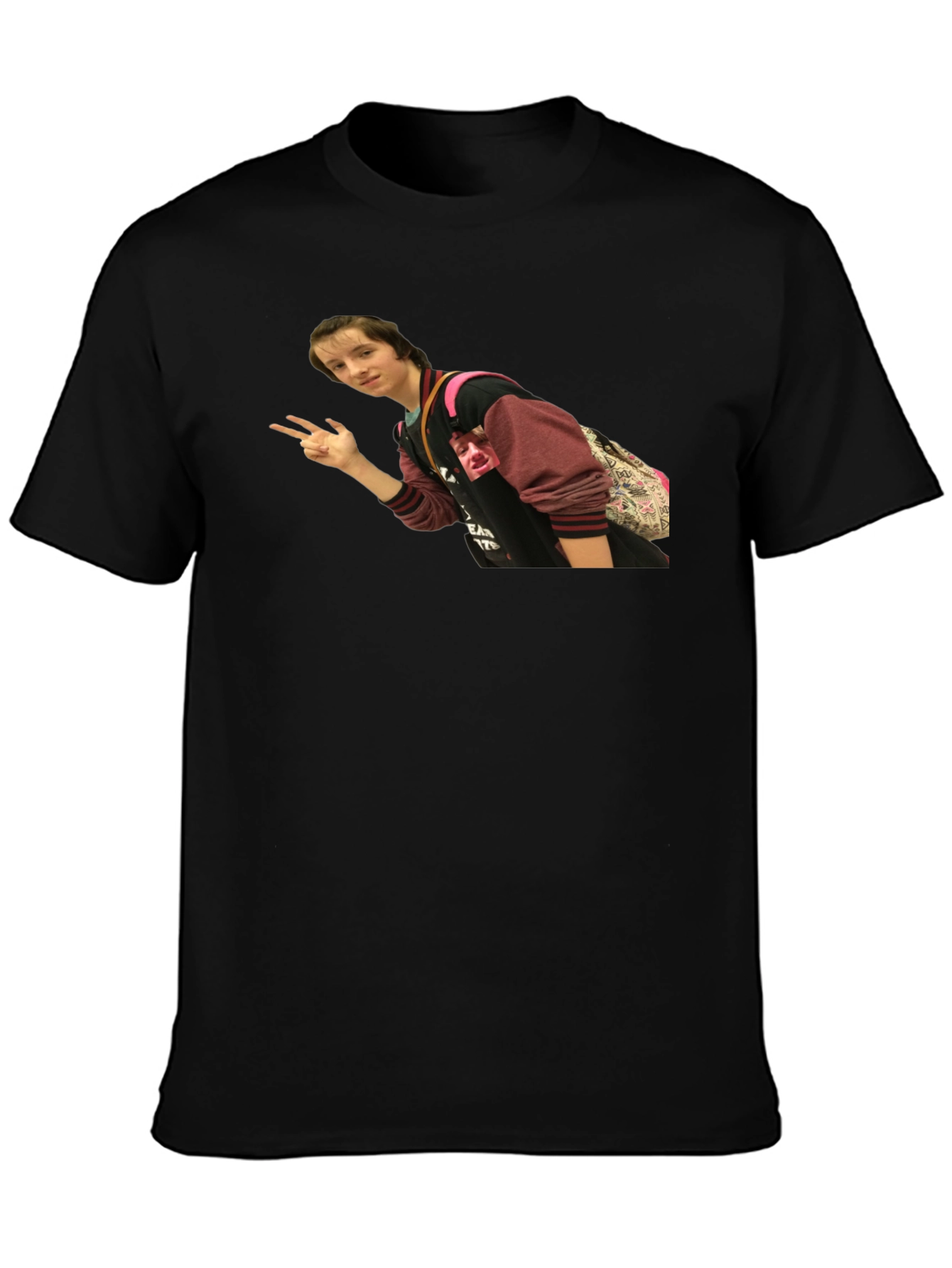 Black T-Shirt with Person Graphic