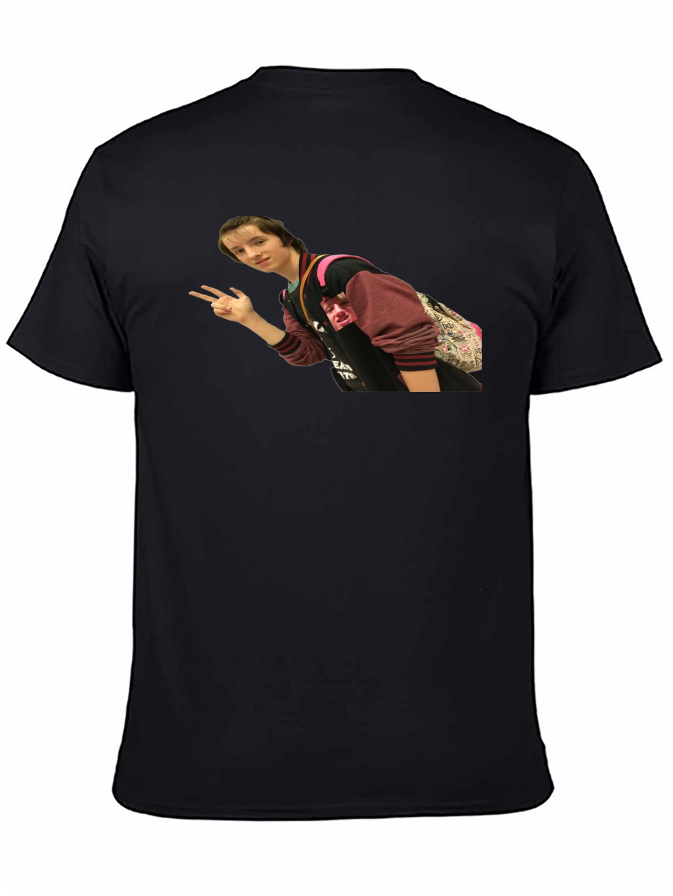 Black T-Shirt with Person Graphic