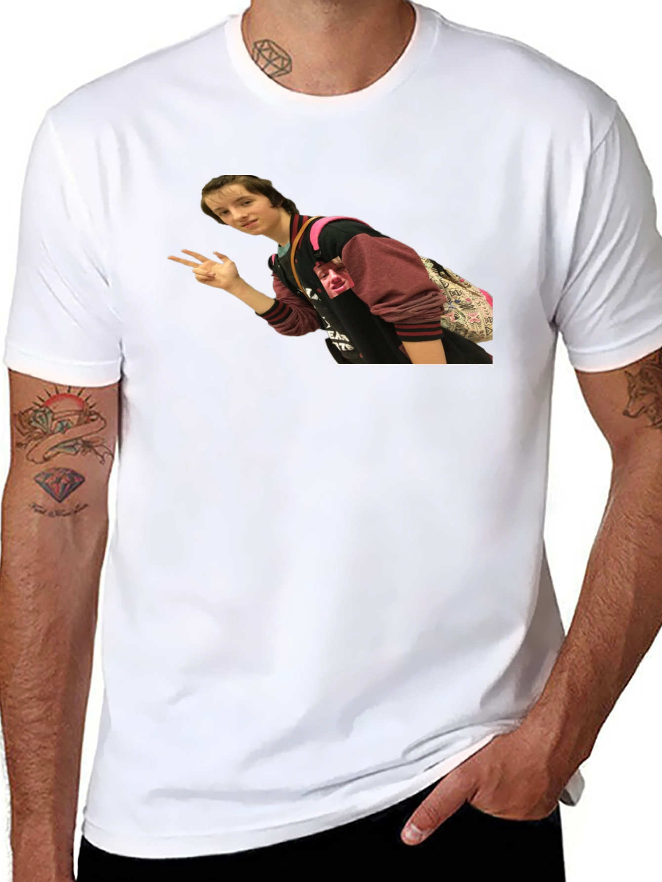 Black T-Shirt with Person Graphic
