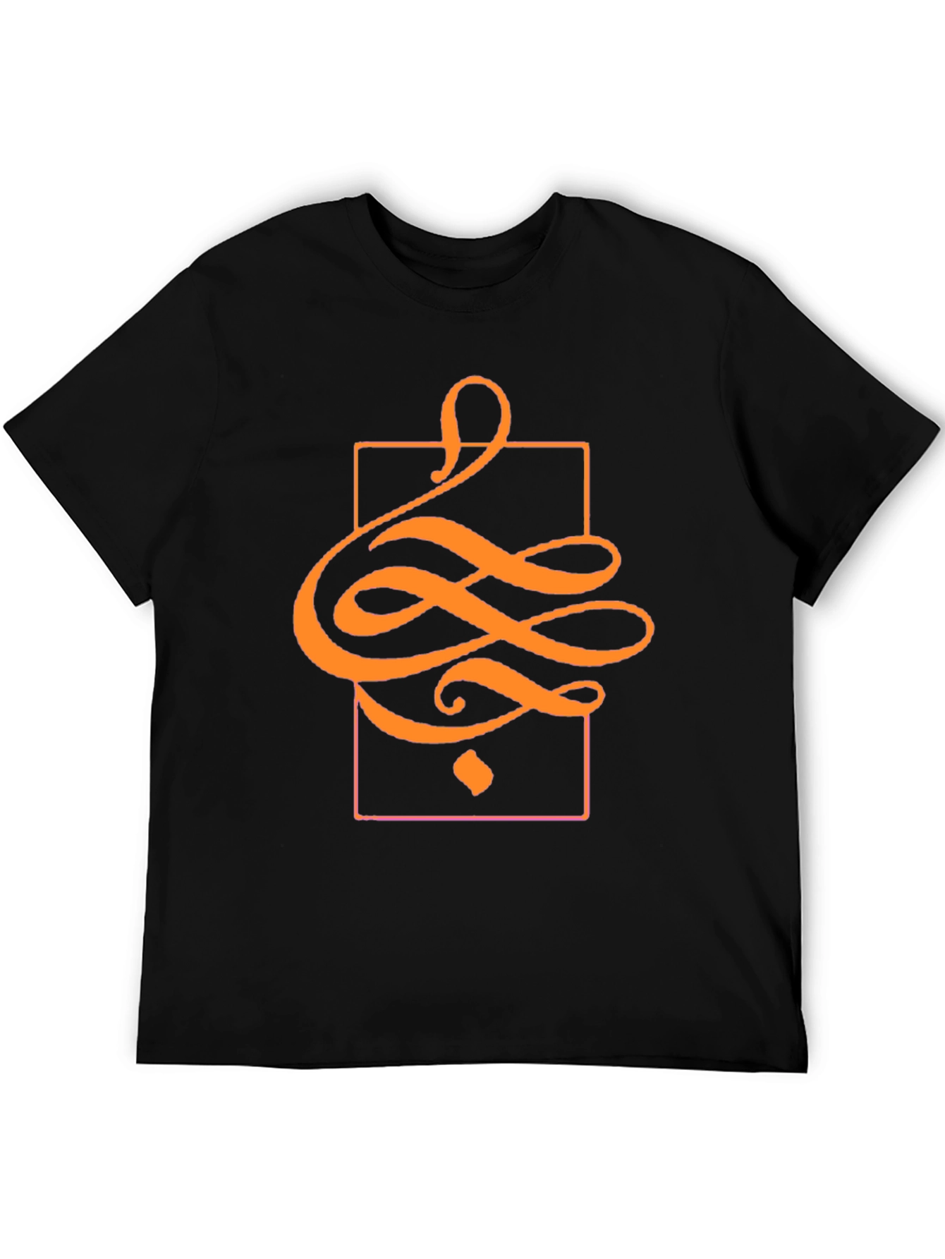 Stylish Black T-Shirt with Abstract Orange Design