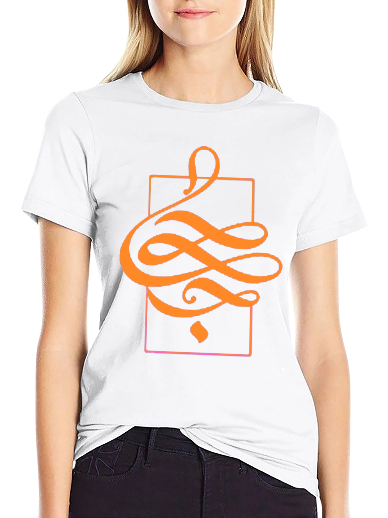 Stylish Black T-Shirt with Abstract Orange Design