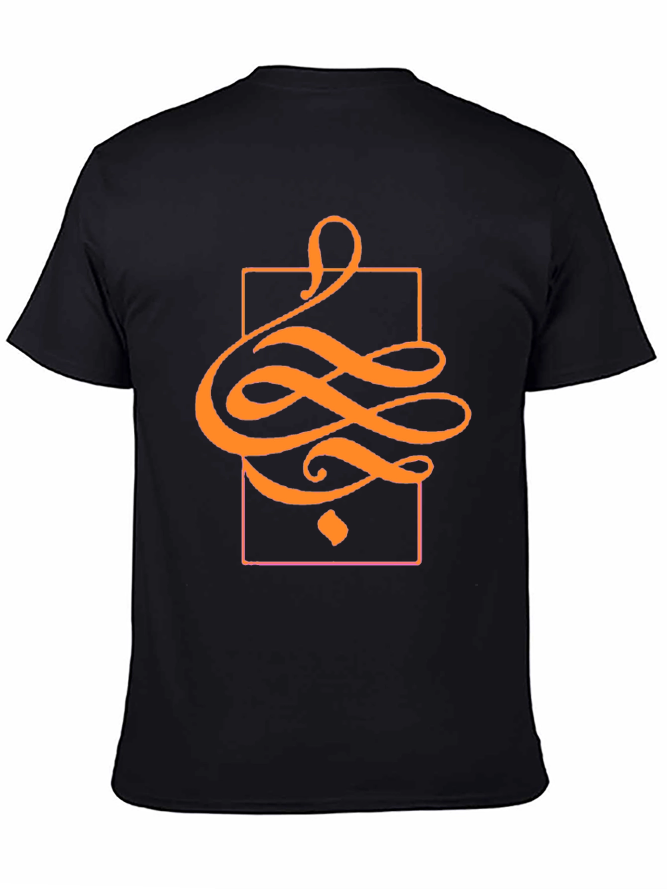 Stylish Black T-Shirt with Abstract Orange Design