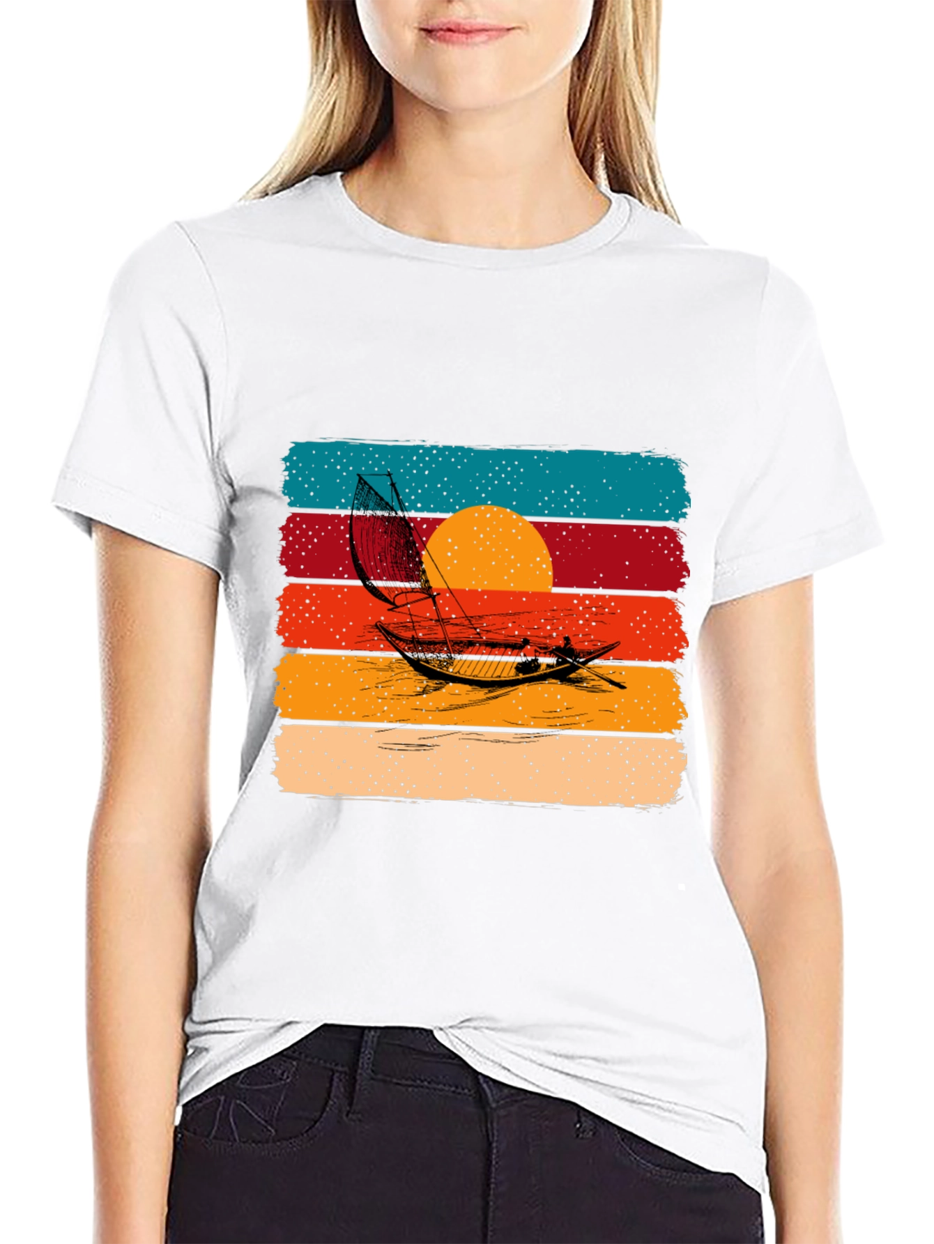 Retro Sunset Sailboat Graphic Tee