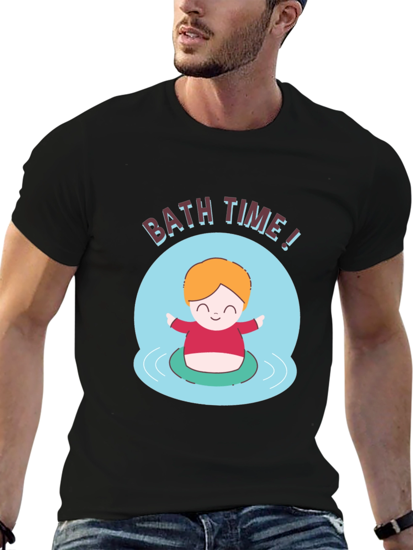 Bath Time Cartoon Graphic T-Shirt