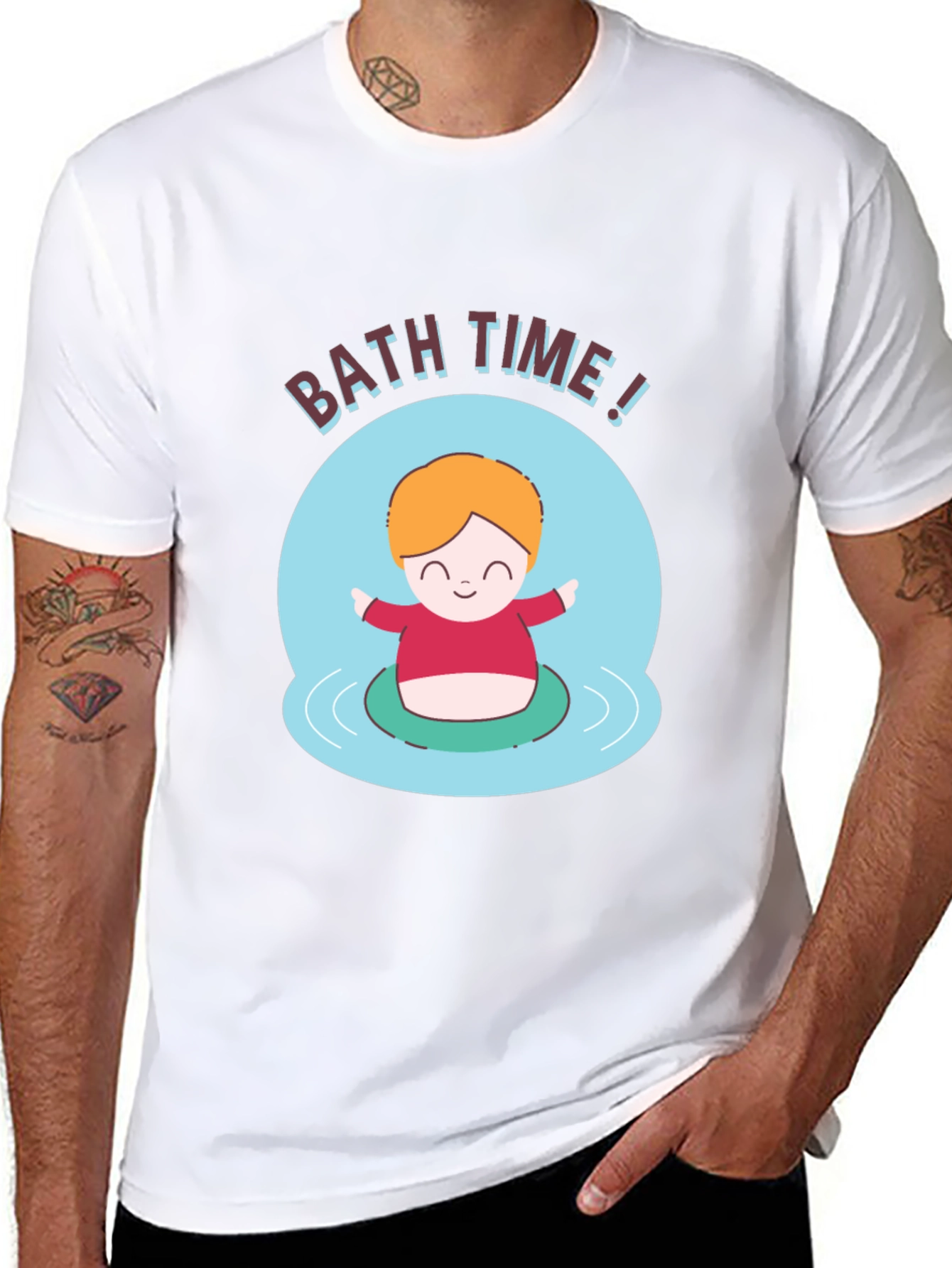 Bath Time Cartoon Graphic T-Shirt