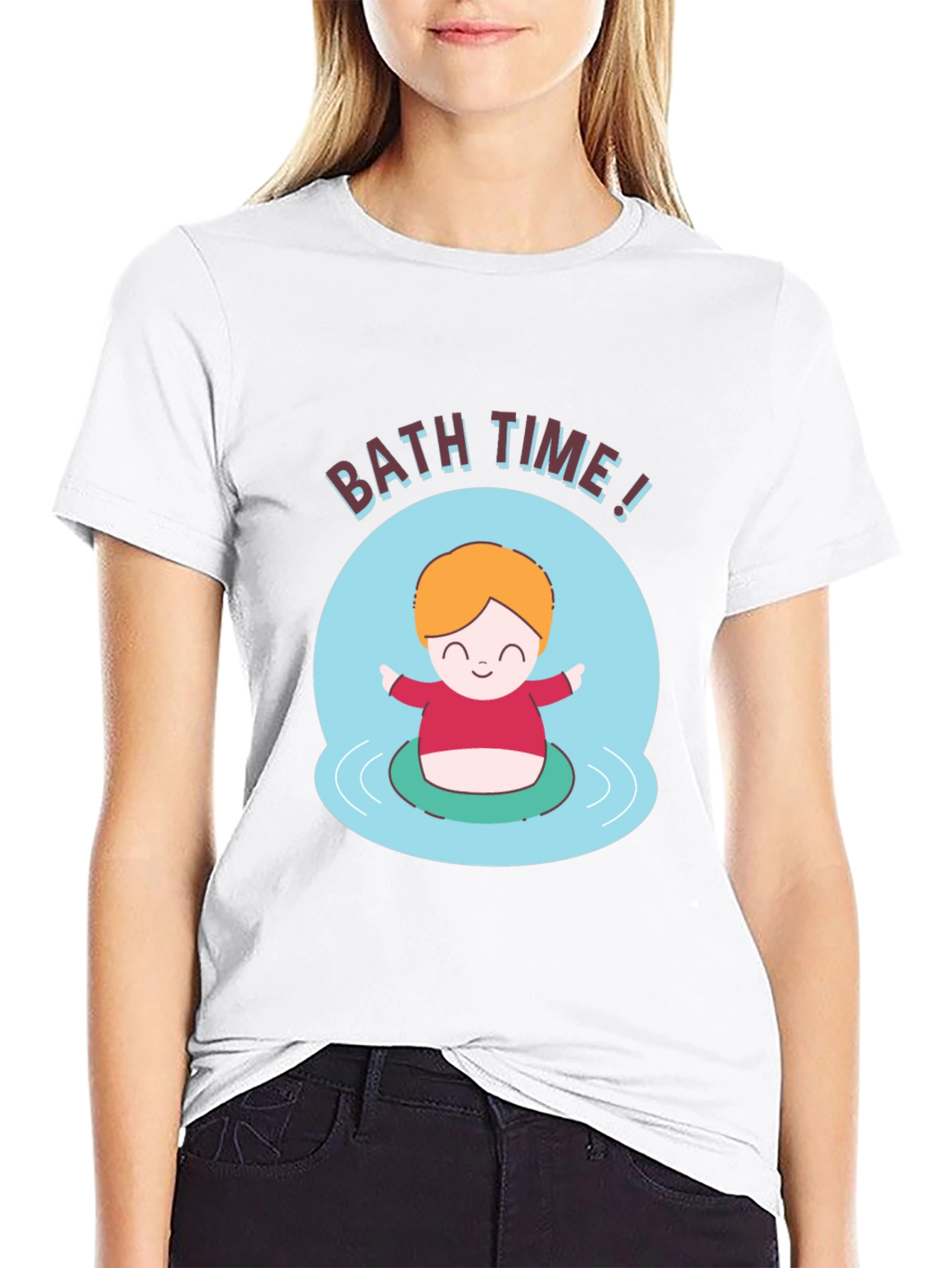 Bath Time Cartoon Graphic T-Shirt