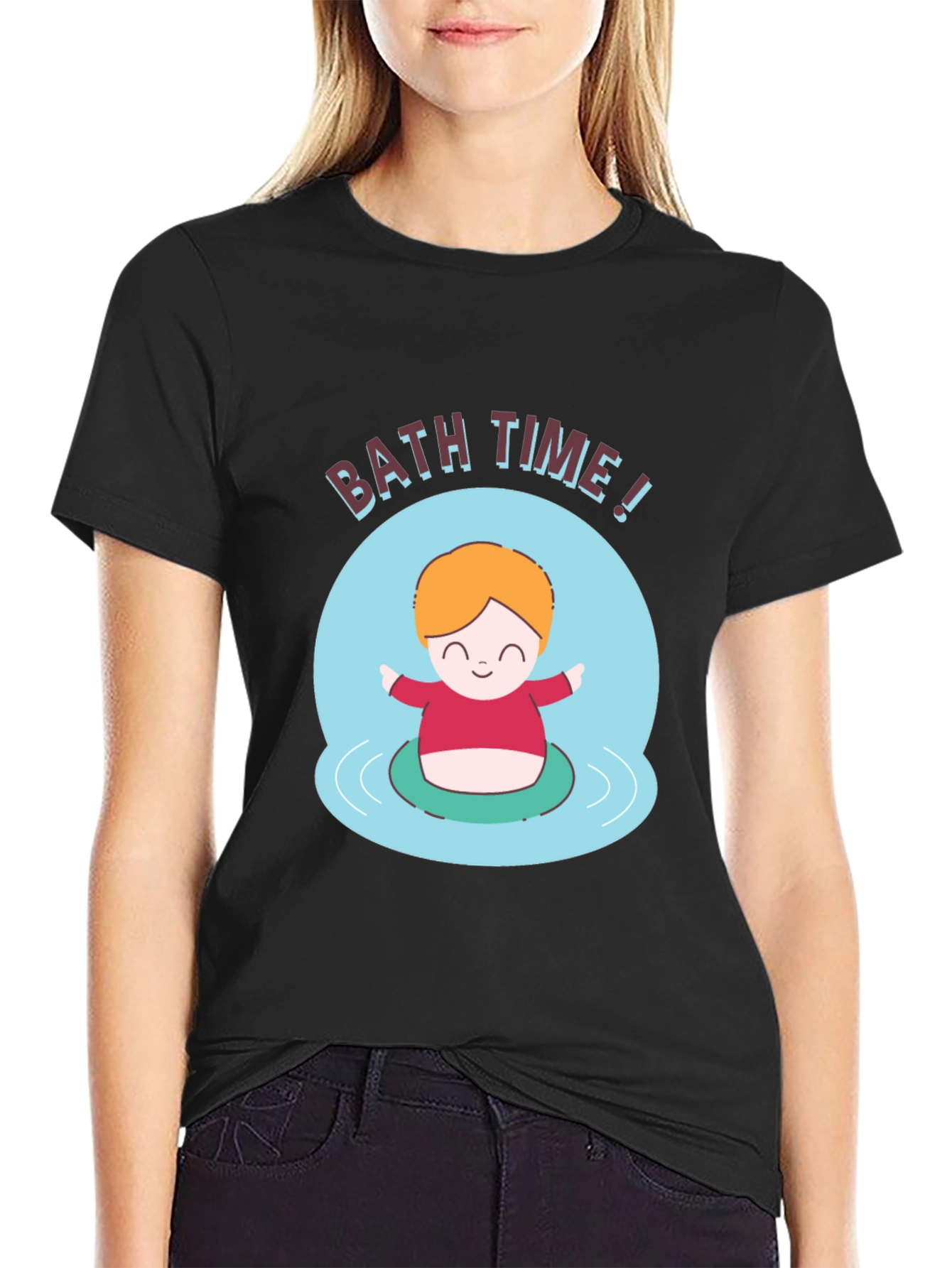 Bath Time Cartoon Graphic T-Shirt