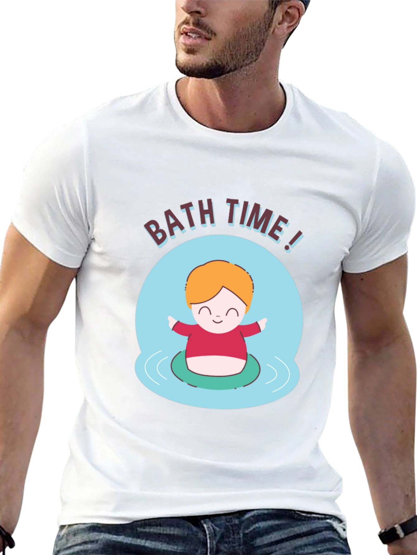 Bath Time Cartoon Graphic T-Shirt