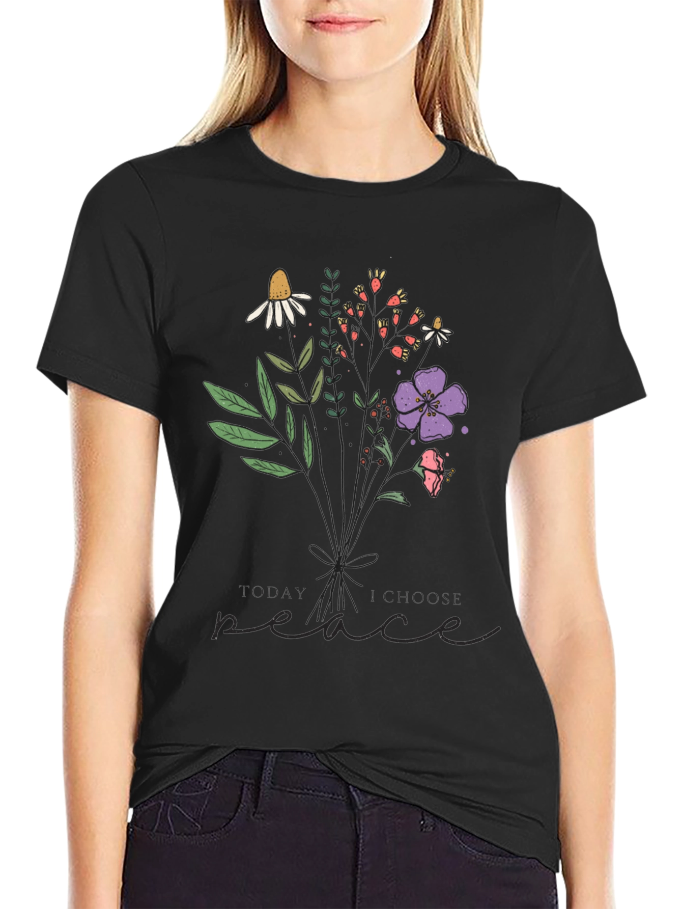 Choose Peace Floral Graphic T-Shirt