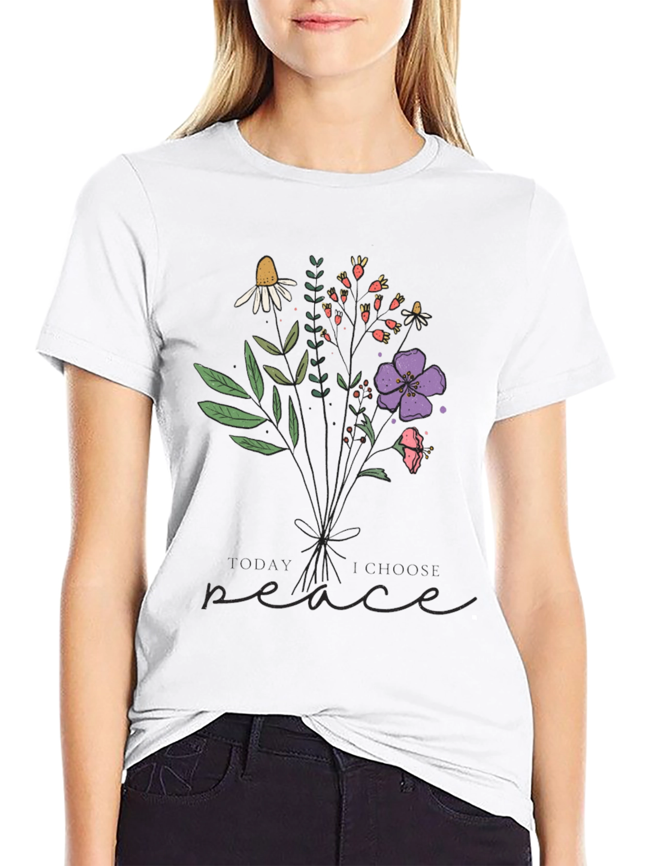 Choose Peace Floral Graphic T-Shirt