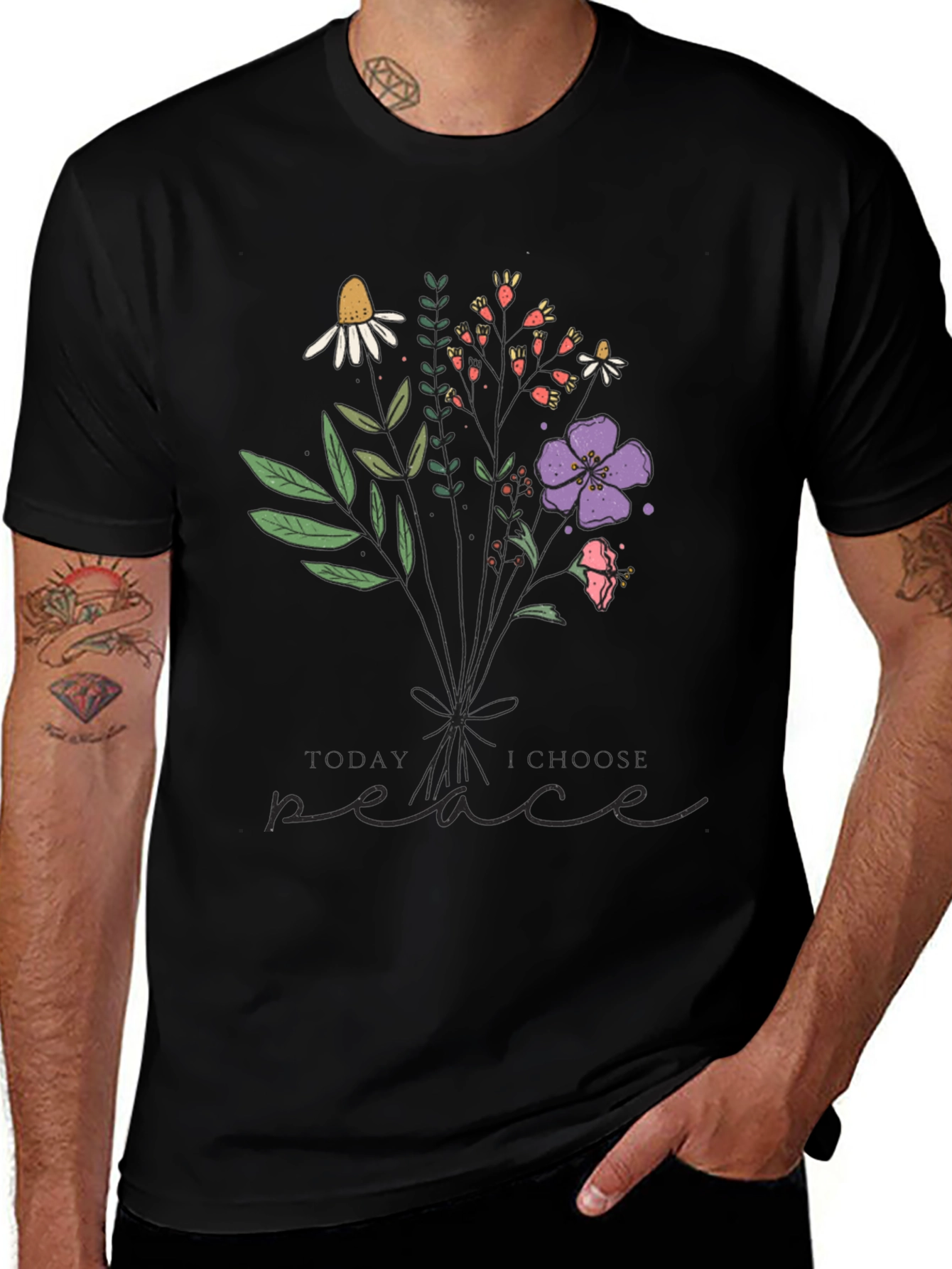 Choose Peace Floral Graphic T-Shirt