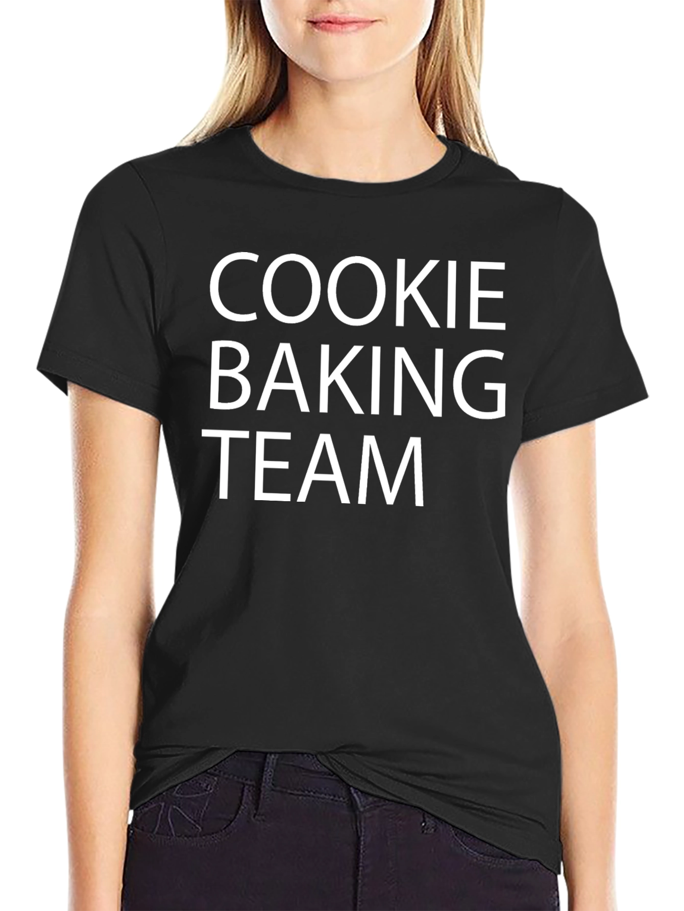 Cookie Baking Team T-Shirt - Black Crew Neck Tee