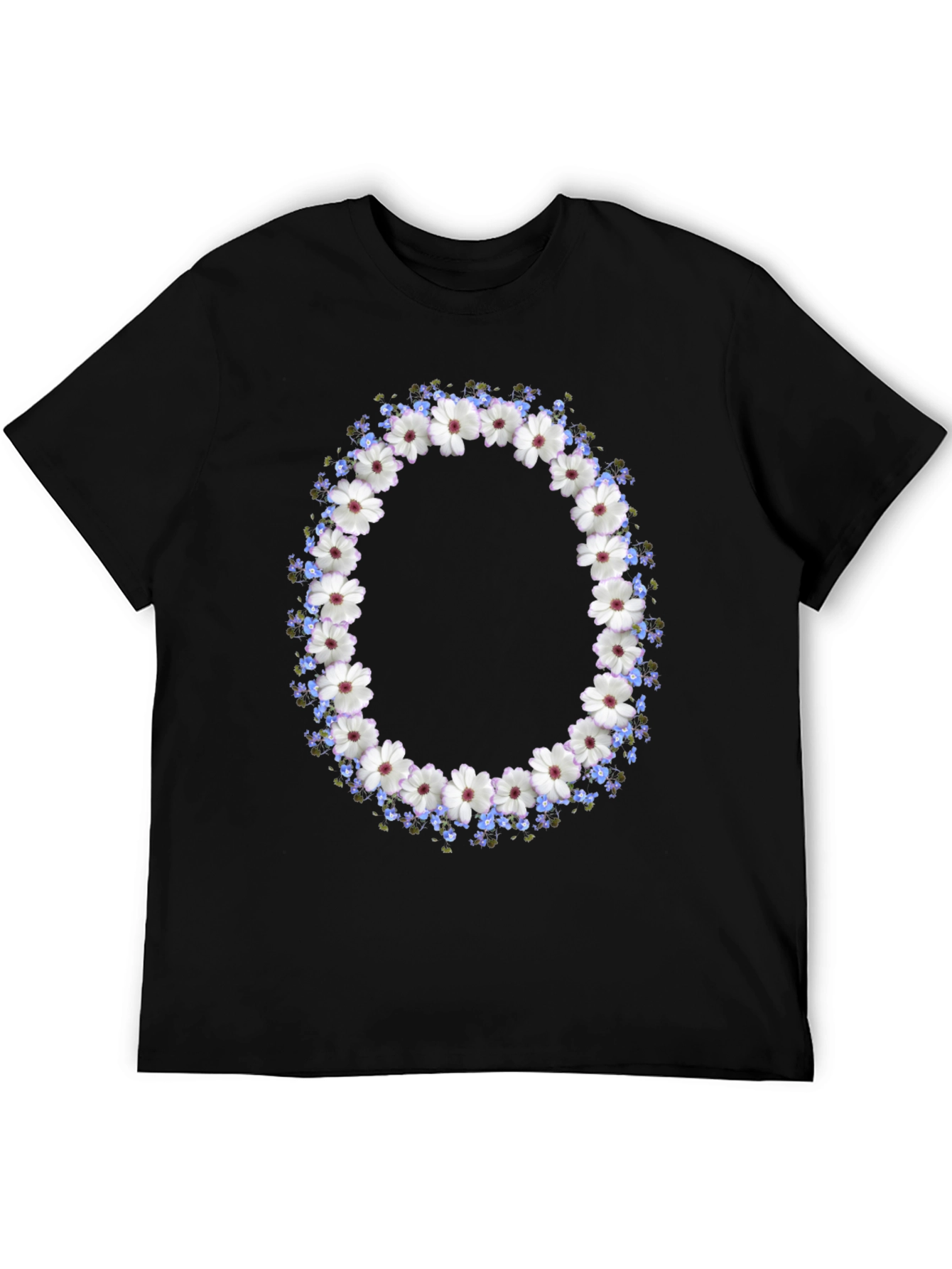 Floral Wreath Graphic Black T-Shirt