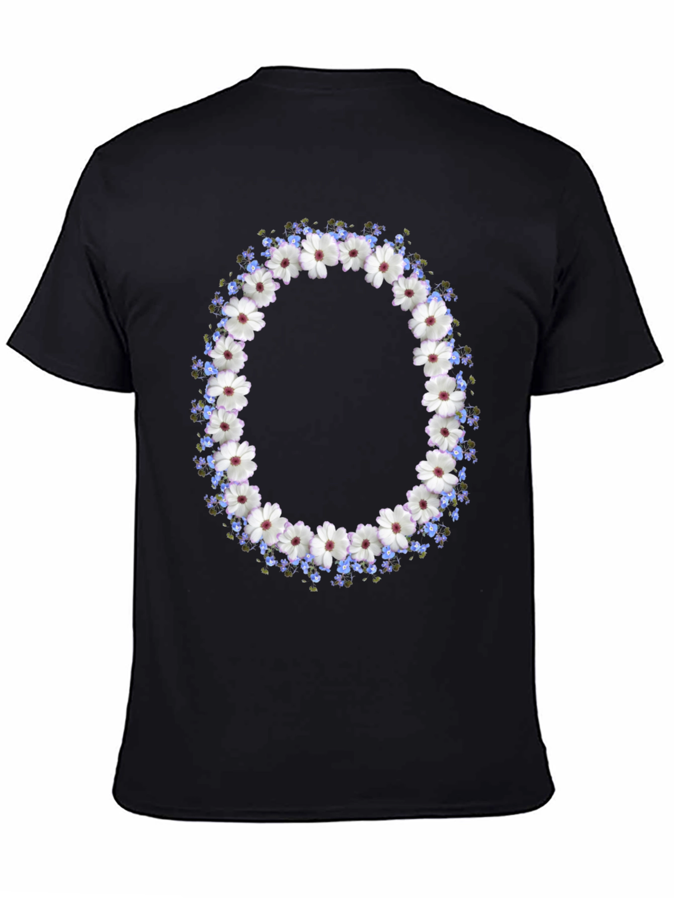 Floral Wreath Graphic Black T-Shirt