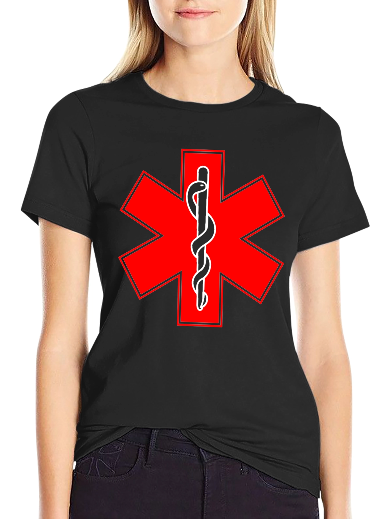 Star of Life EMT Medical T-Shirt - Black