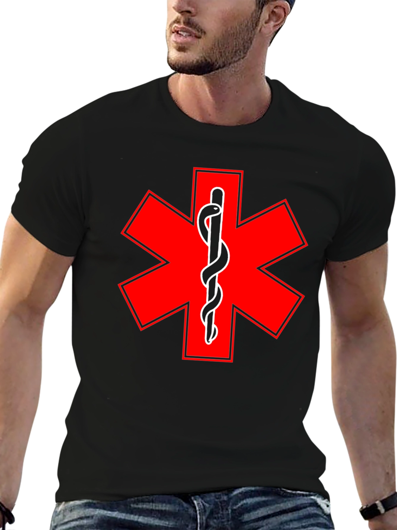 Star of Life EMT Medical T-Shirt - Black