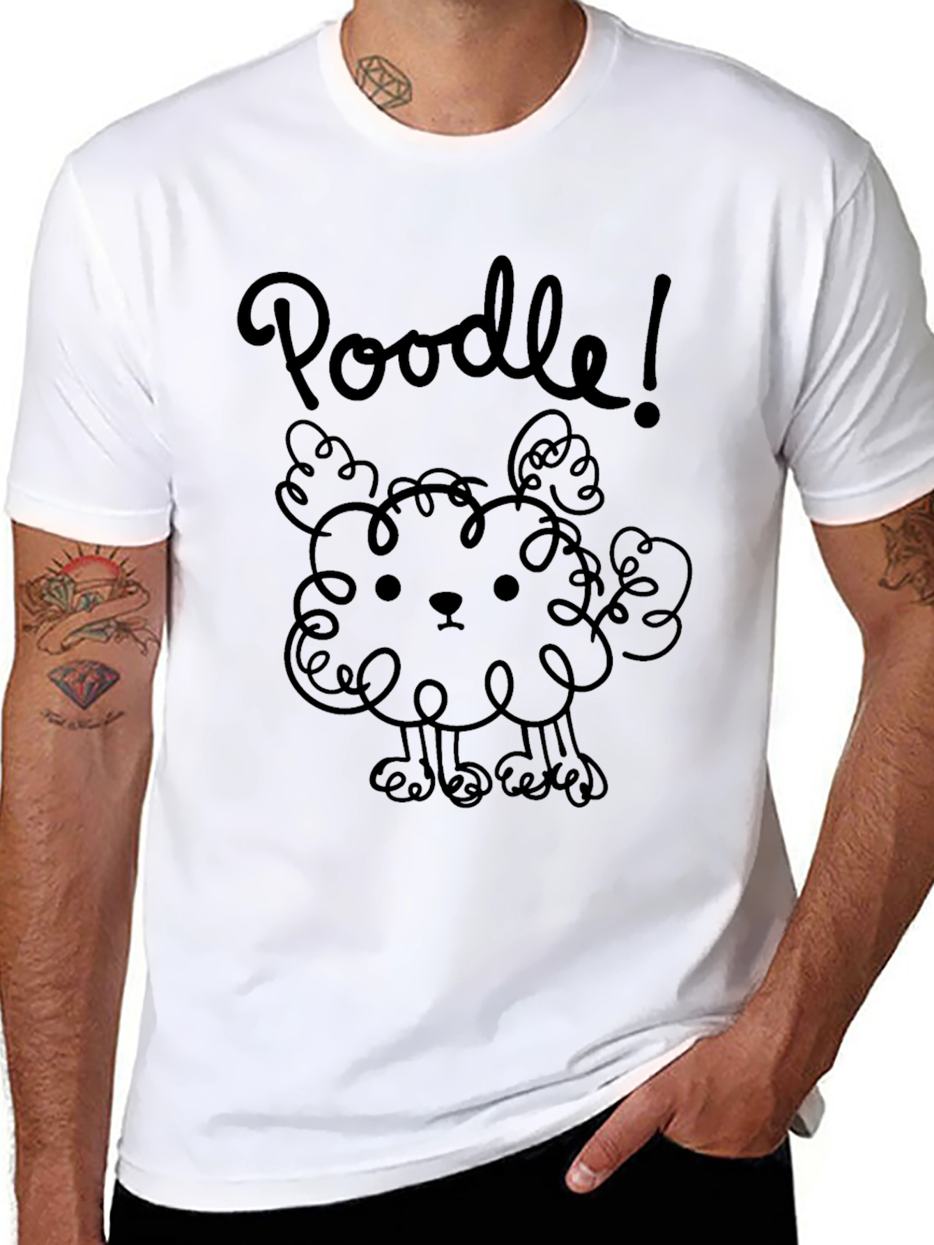 Poodle Graphic Tee - Unisex Black Cotton T-Shirt