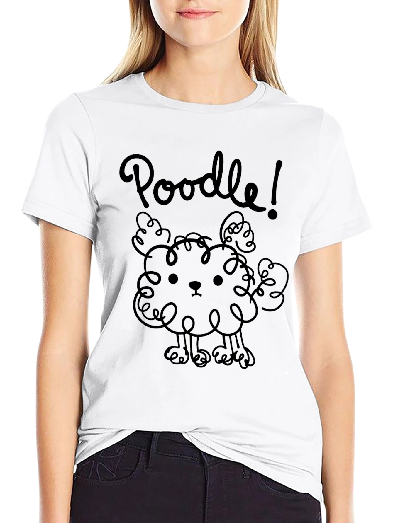 Poodle Graphic Tee - Unisex Black Cotton T-Shirt
