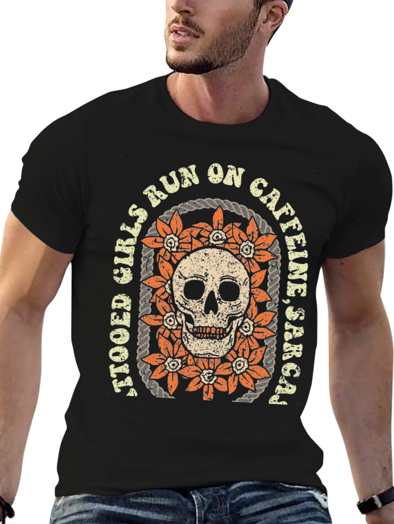 Tattooed Girls Skull Graphic T-Shirt
