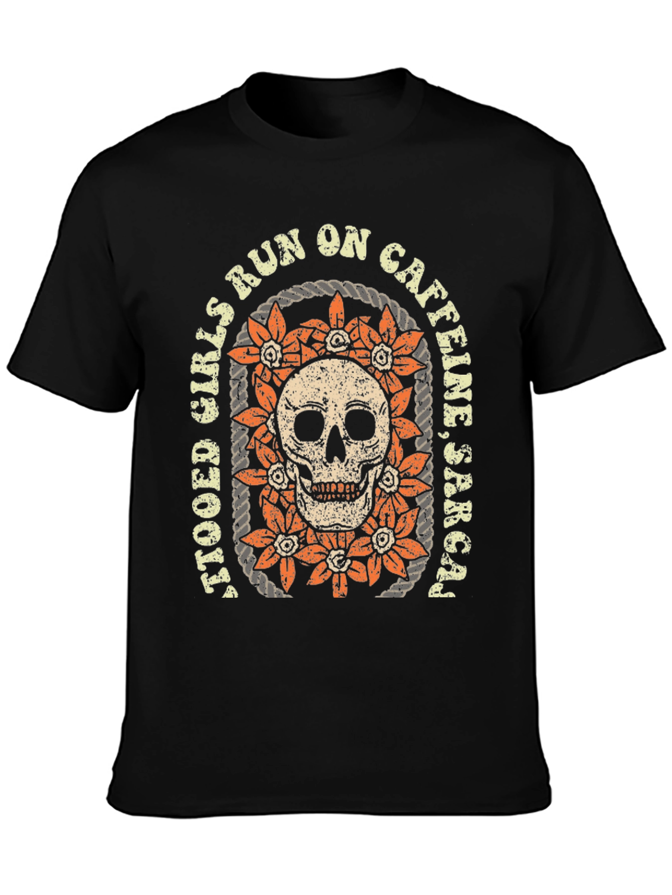 Tattooed Girls Skull Graphic T-Shirt