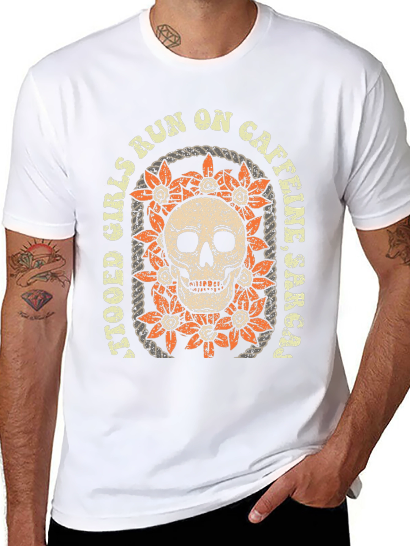 Tattooed Girls Skull Graphic T-Shirt