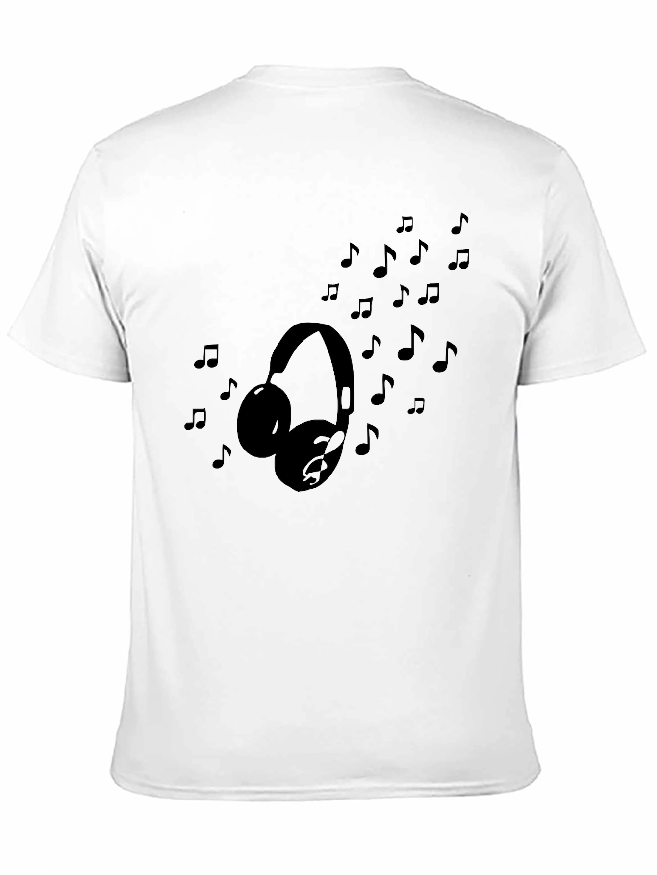 Headphones & Music Notes Black Graphic T-Shirt