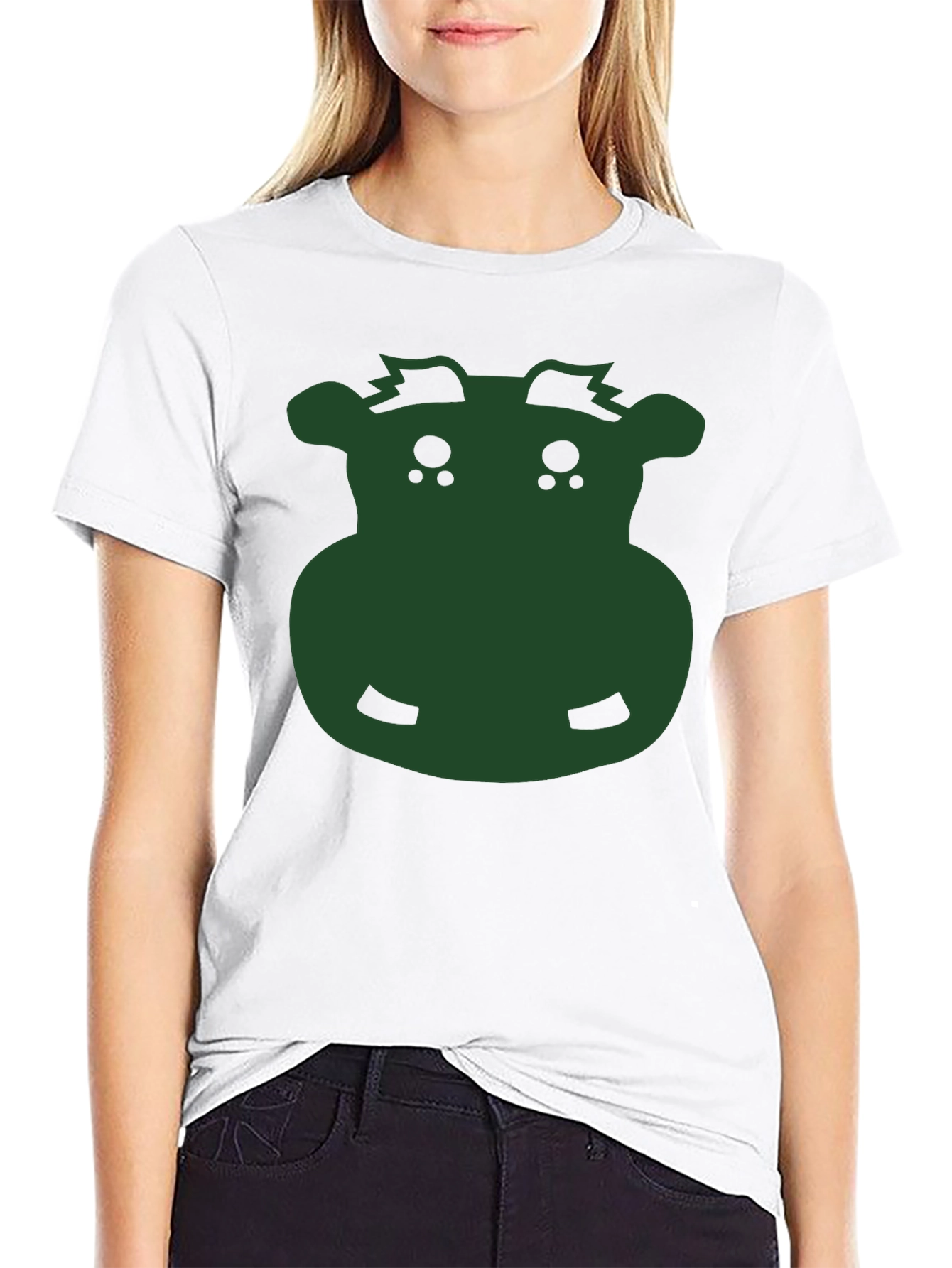Funny Hippo Graphic Tee - Black Casual T-Shirt