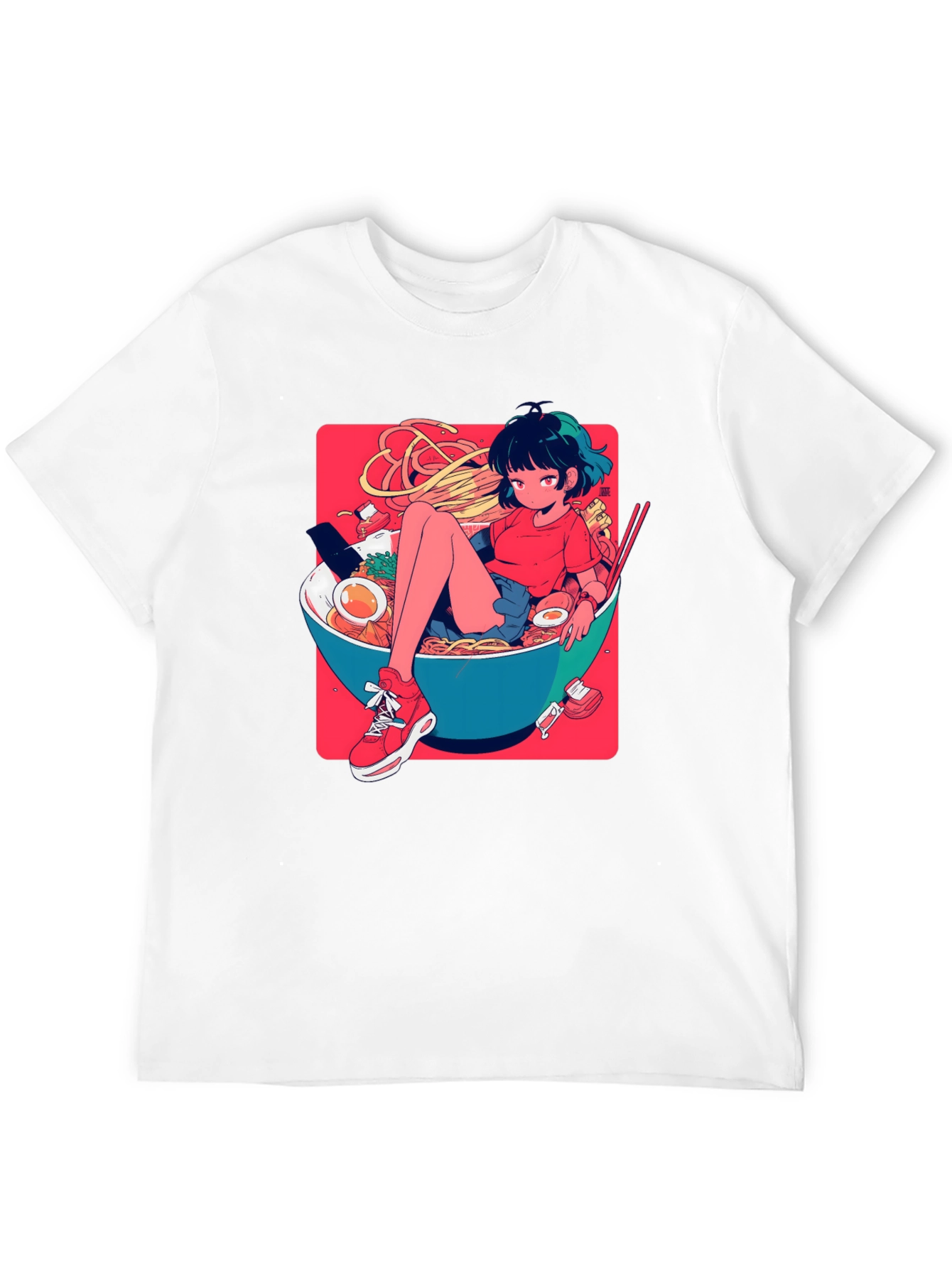 Anime Girl Ramen Bowl Graphic T-Shirt
