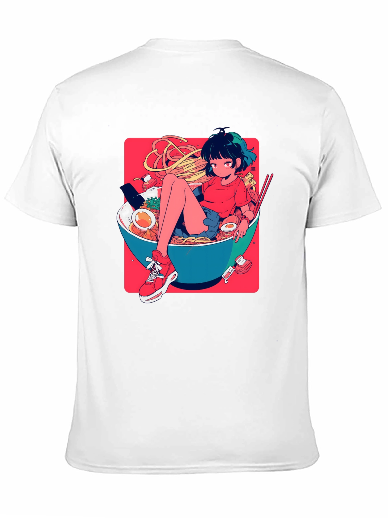 Anime Girl Ramen Bowl Graphic T-Shirt