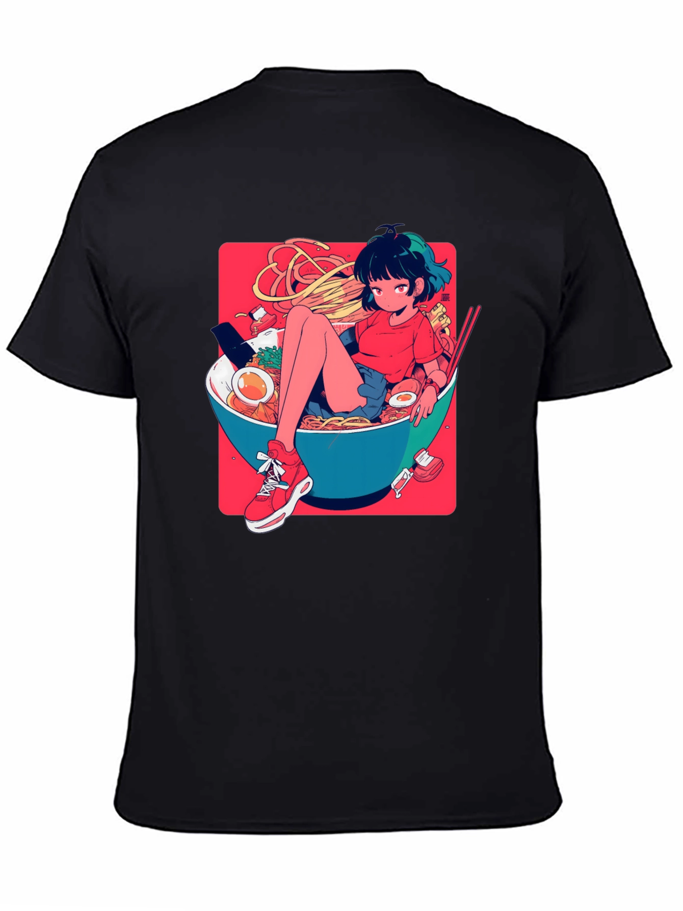Anime Girl Ramen Bowl Graphic T-Shirt