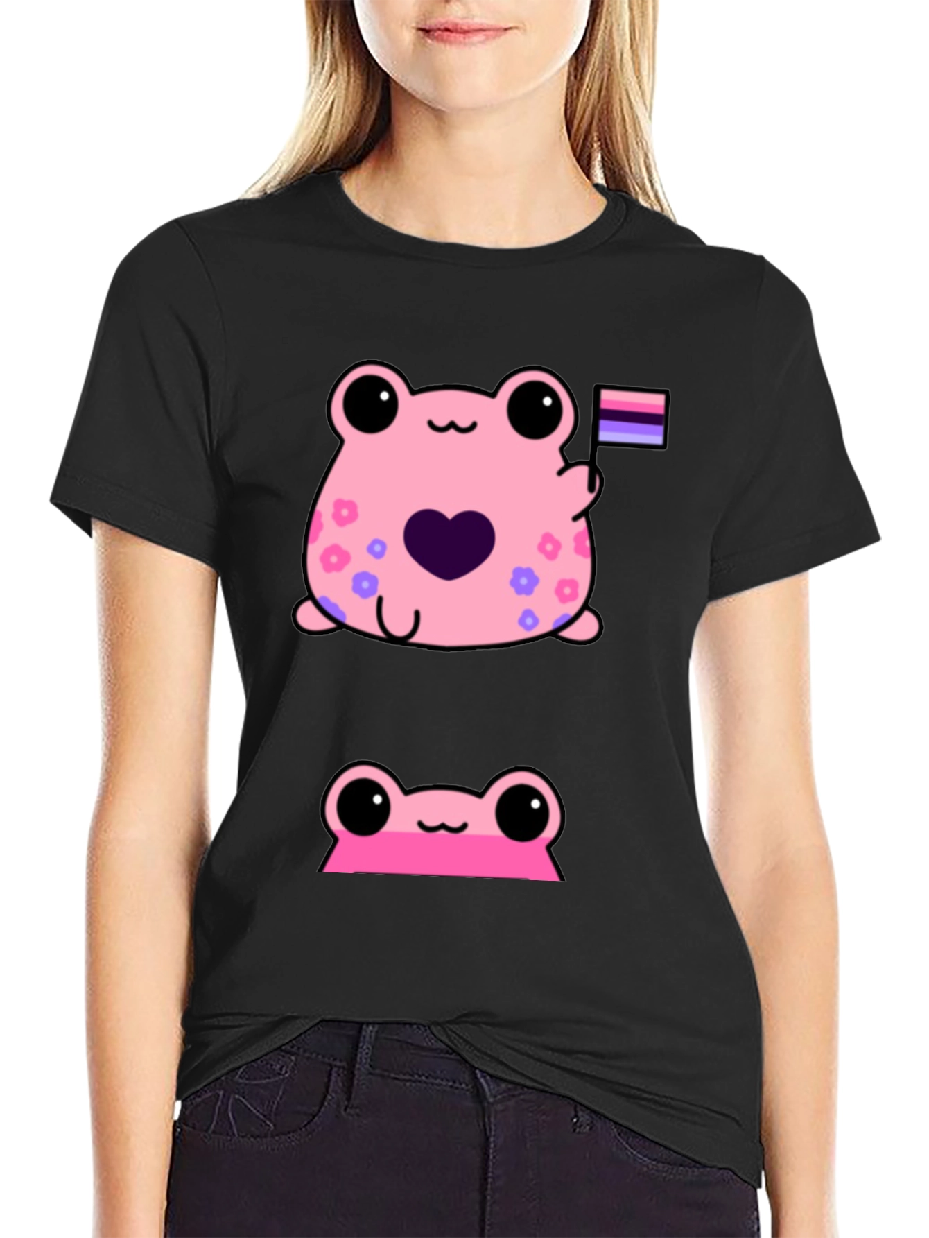 Cute Pink Frog Graphic Tee