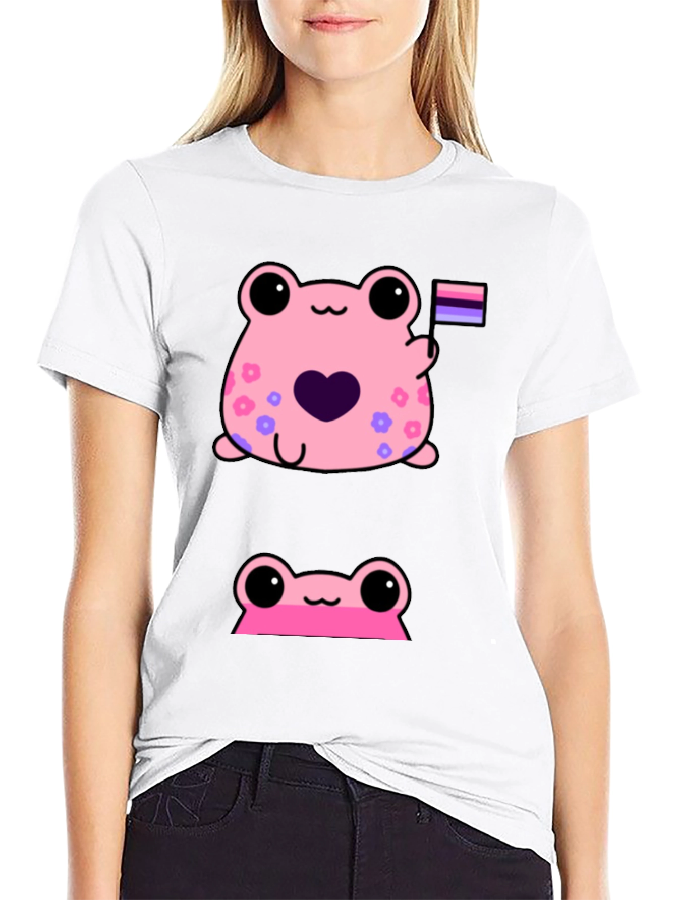 Cute Pink Frog Graphic Tee